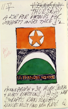 Journal page for May 11, 1961 featuring text and a color sketch of the painting Le Premier Homme