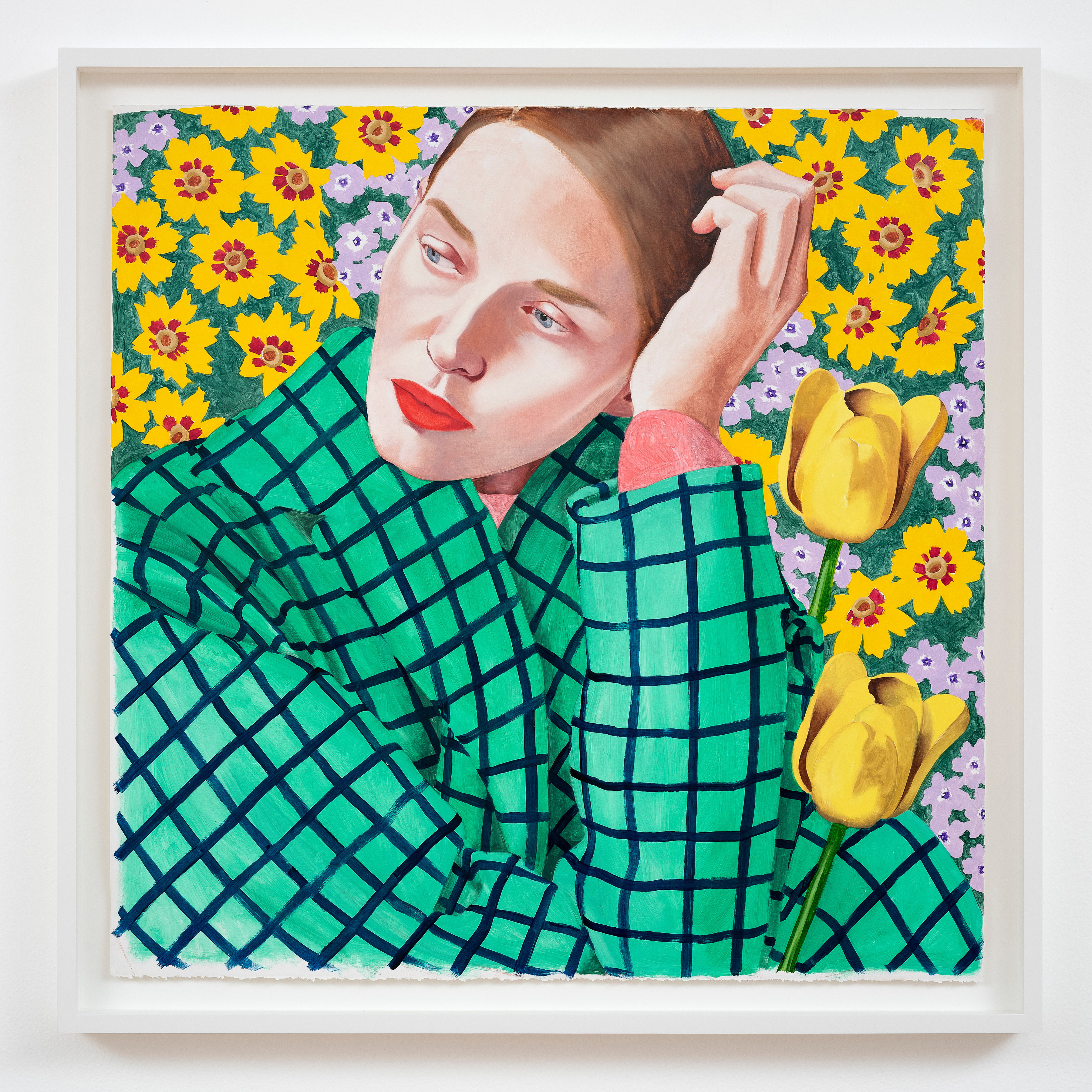 Jocelyn&nbsp;Hobbie, Green Plaid Coat/Yellow Flowers, 2023