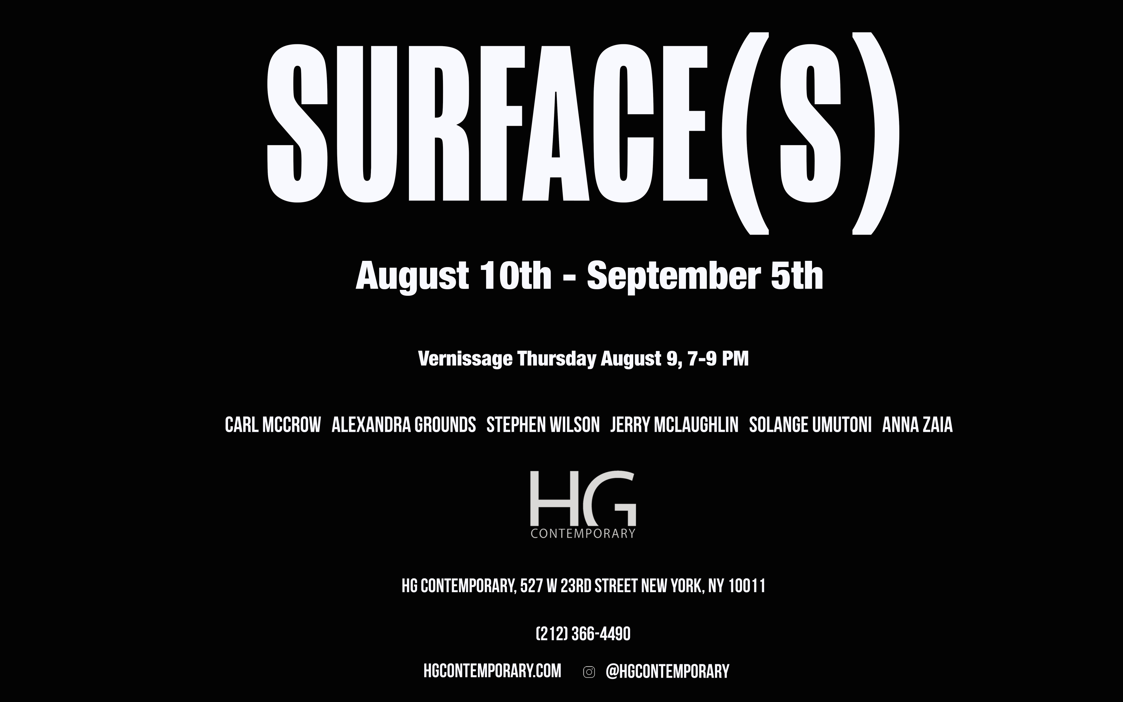 Invitation to Surface(s) group show at Hoerle-Guggenheim Contemporary Nyc