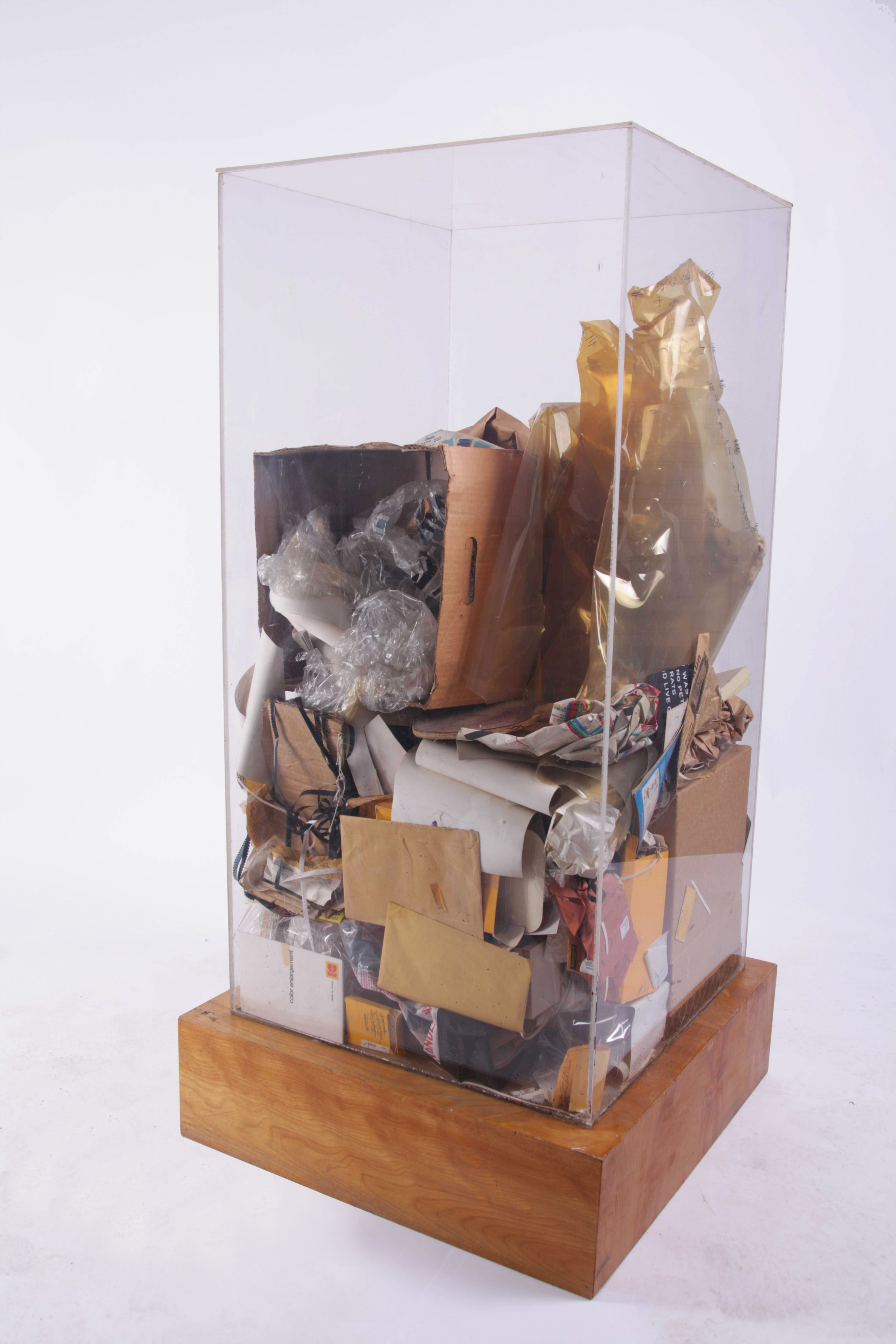 &nbsp;ARMAN,&nbsp;Peter Hutchinson&rsquo;s Refuse, 1973 Accumulation of studio refuse in Plexiglas box 48 x 24 x 24 in. (122 x 61 x 61 cm), Unique and original,