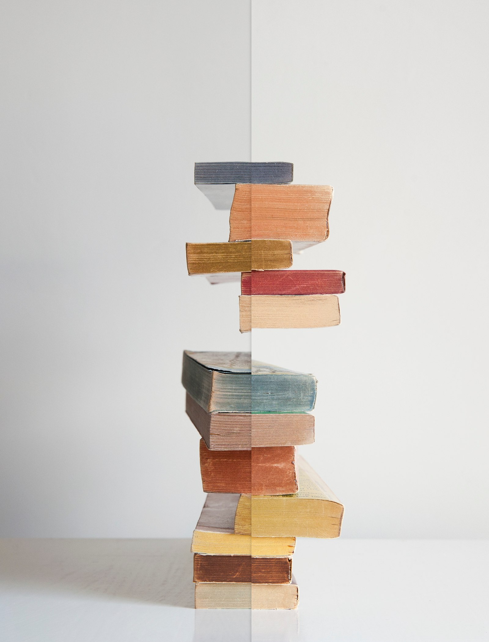 Mary Ellen Bartley,&nbsp;Floating, 2021,&nbsp;from the series Split Stacks. Archival pigment print, 21 x 16 and 30 x 23 inches.