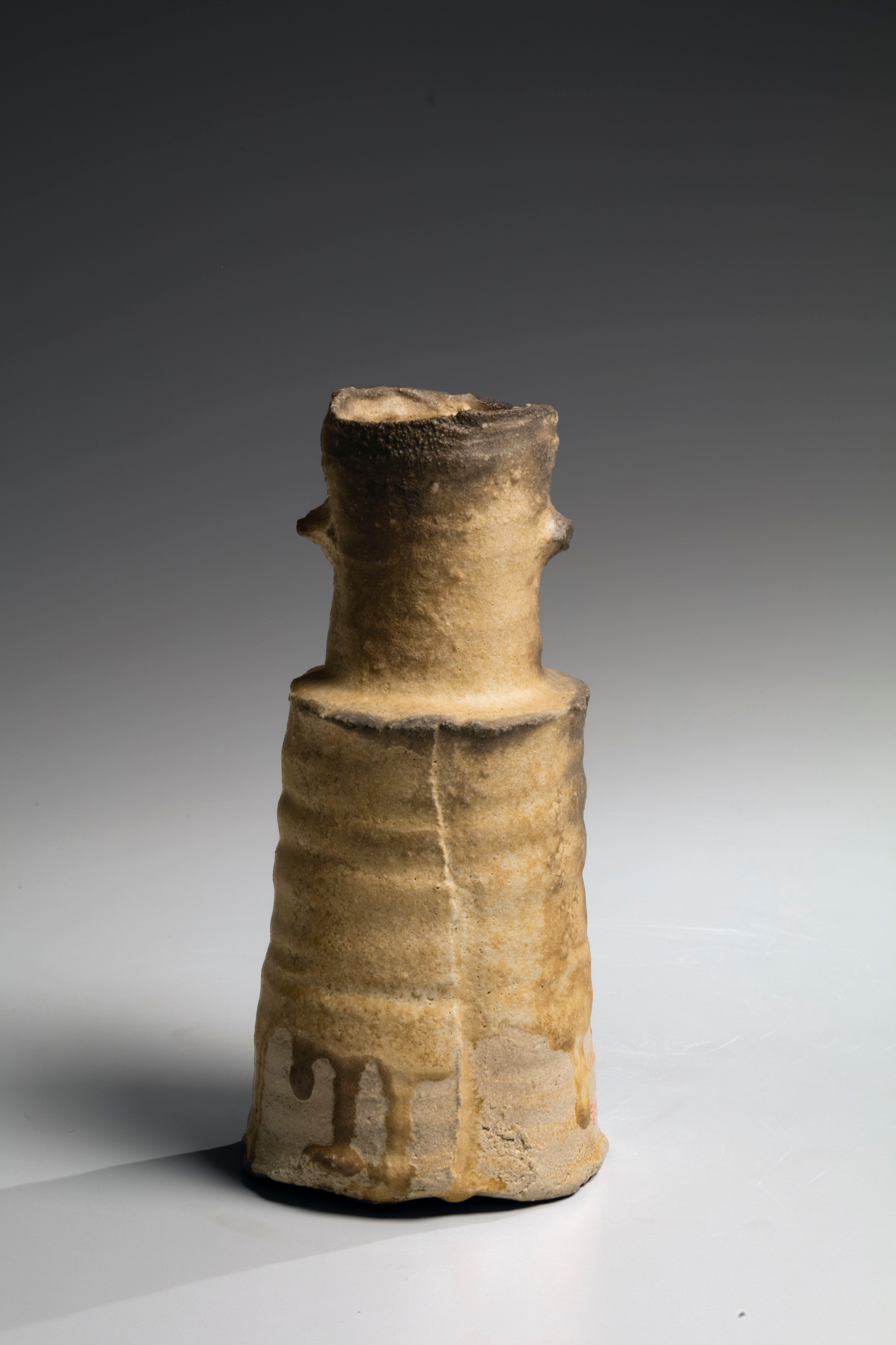 Ki-seto (yellow seto) eared kinuta-shaped vase