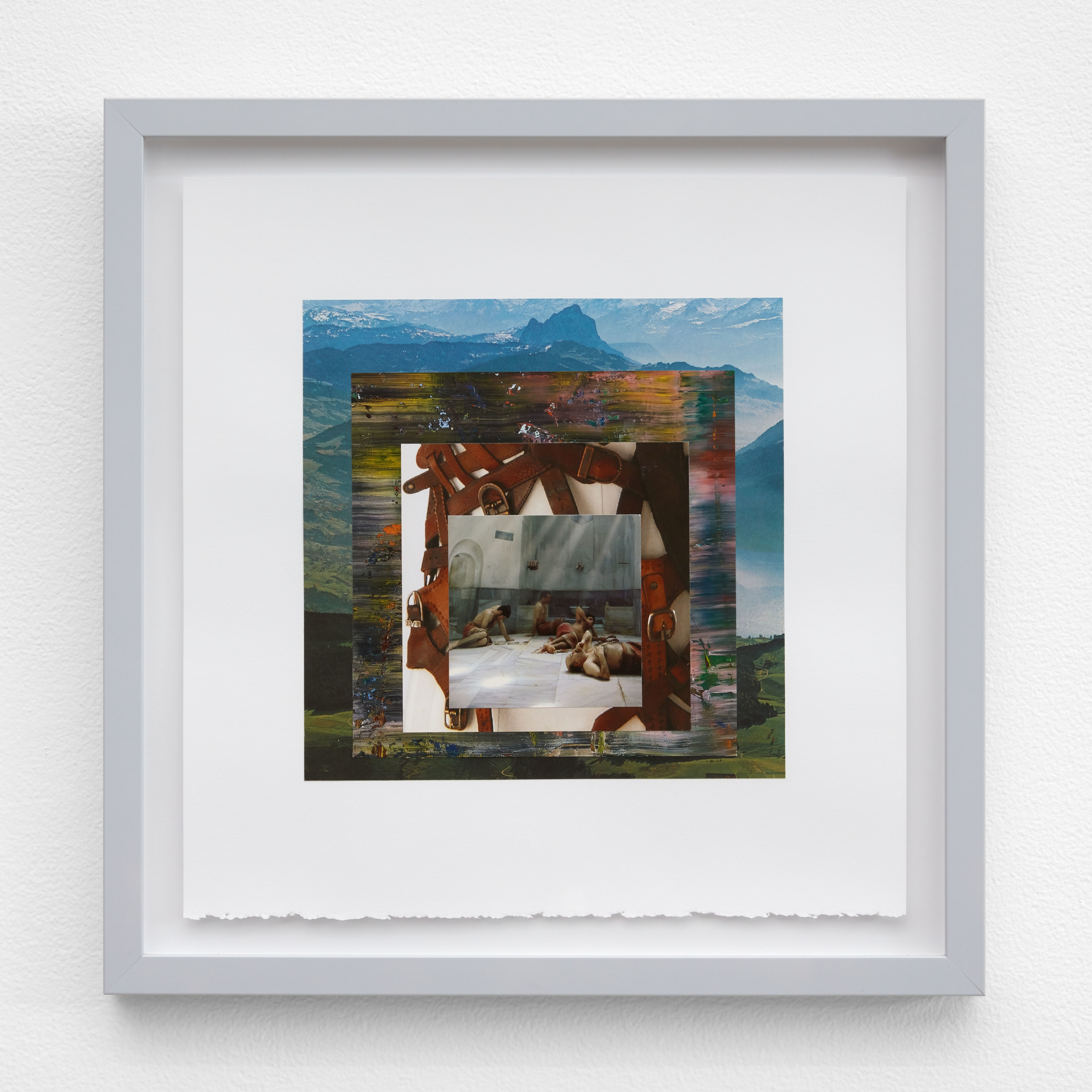 William E. Jones, Homage to the Square 9 (Swiss Alps—Gerhard Richter—Maison Margiela—Turkish bath), 2019