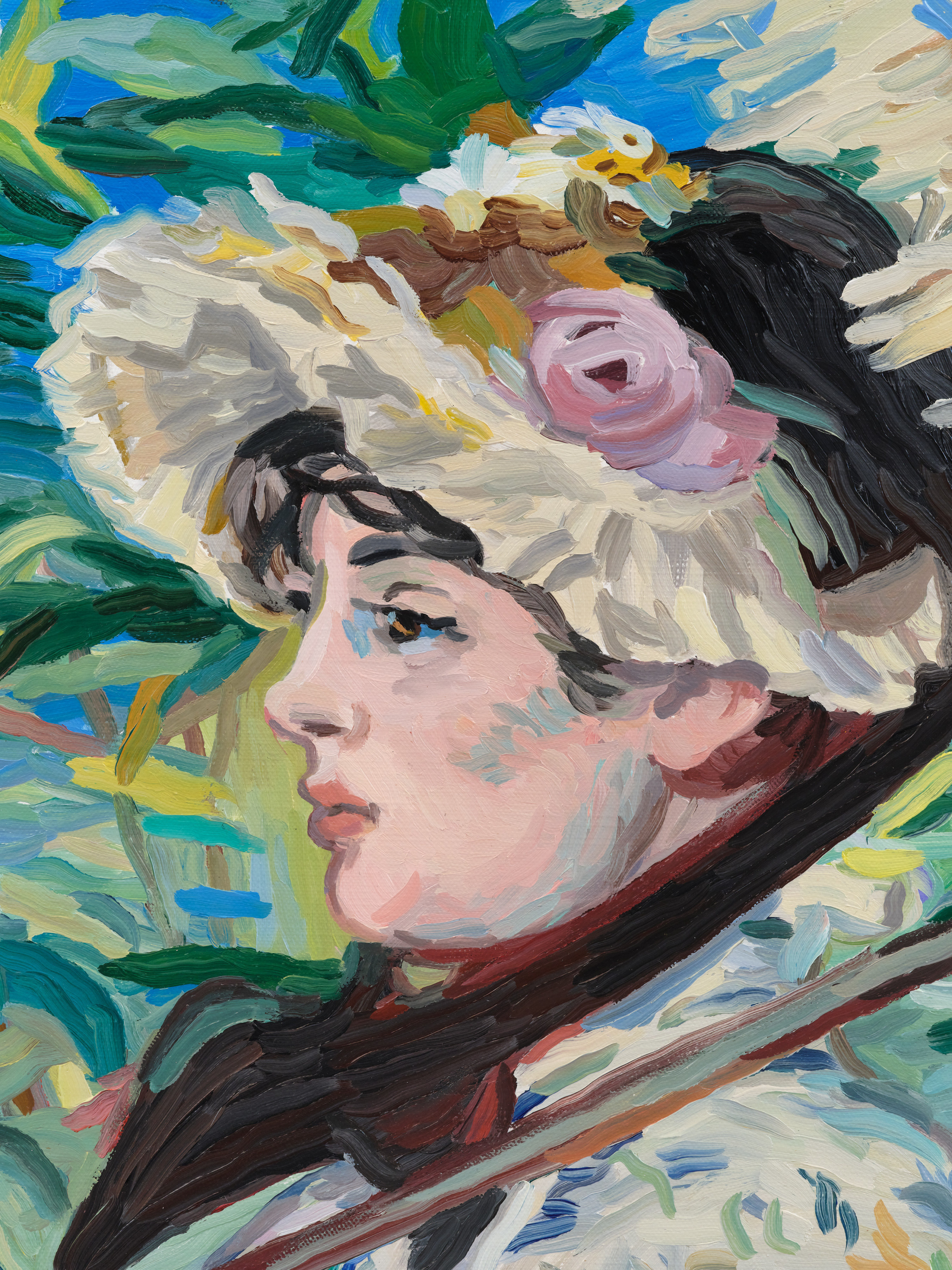 Detail of a woman's face in Cynthia's Daignault's "The Springtime"