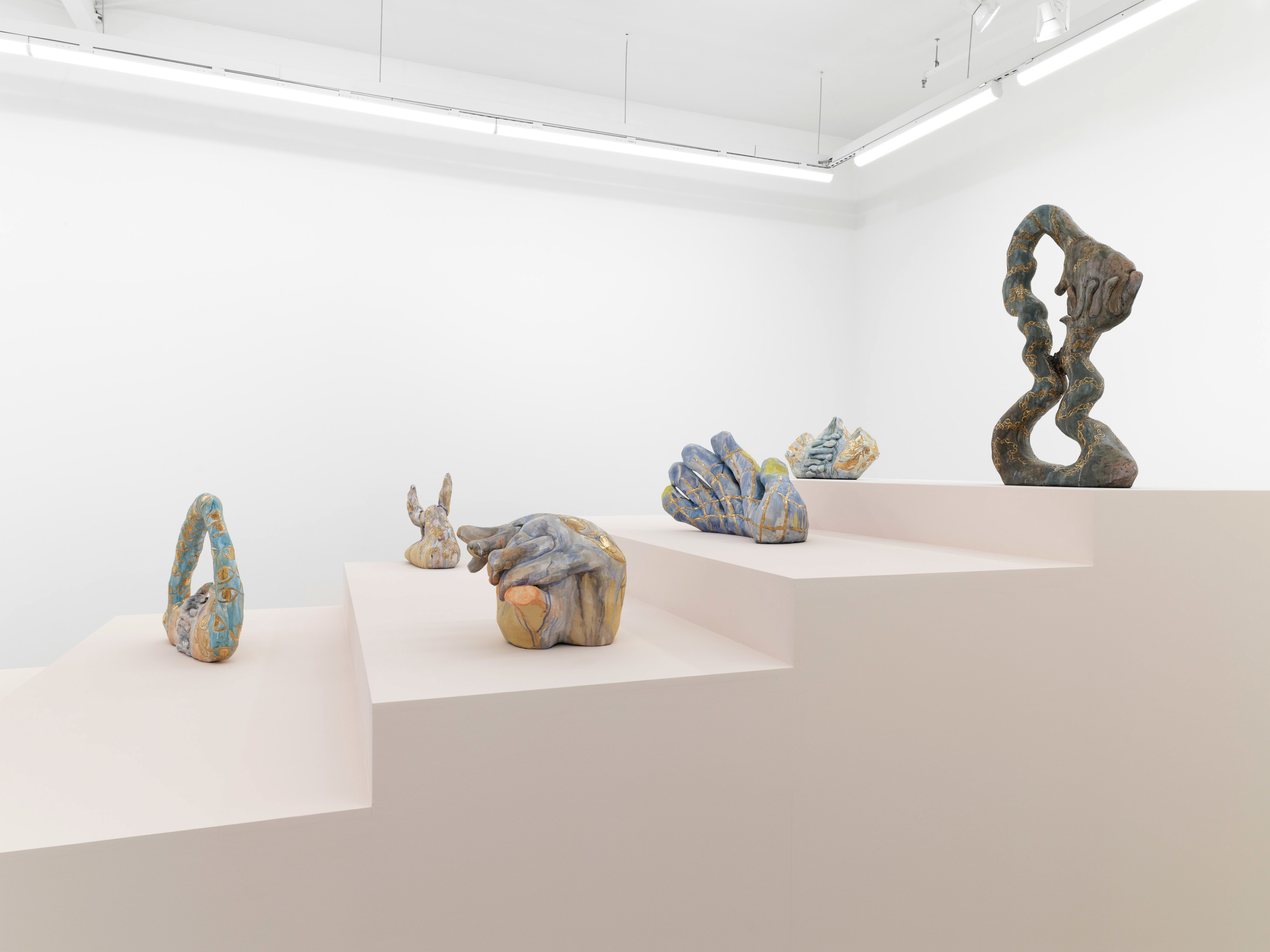Installation view of Julia Haft-Candell's exhibition of ceramic sculptures