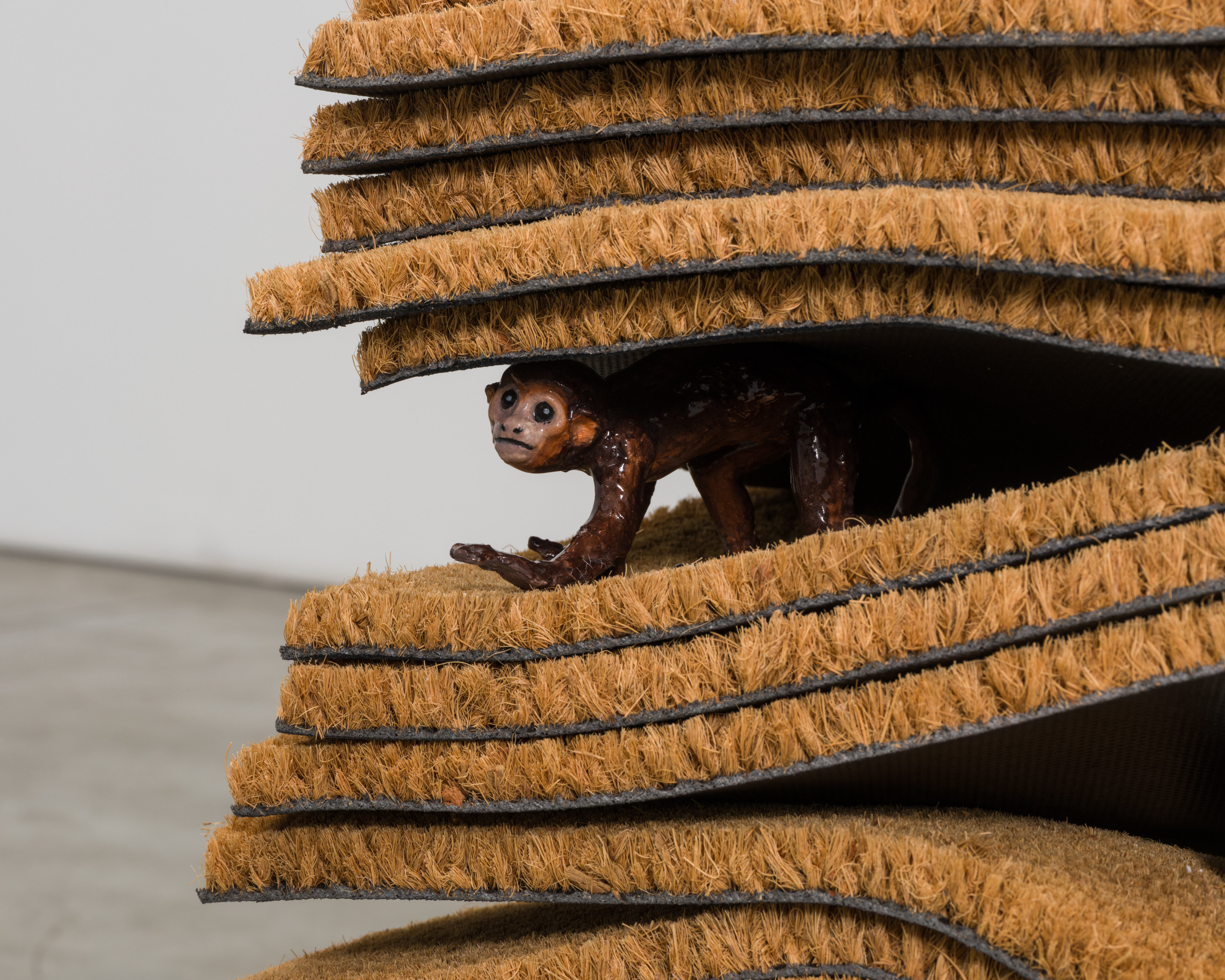 Detail of a ceramic monkey in "I could never tell if they were good or bad (a stratigraphic threshold)"