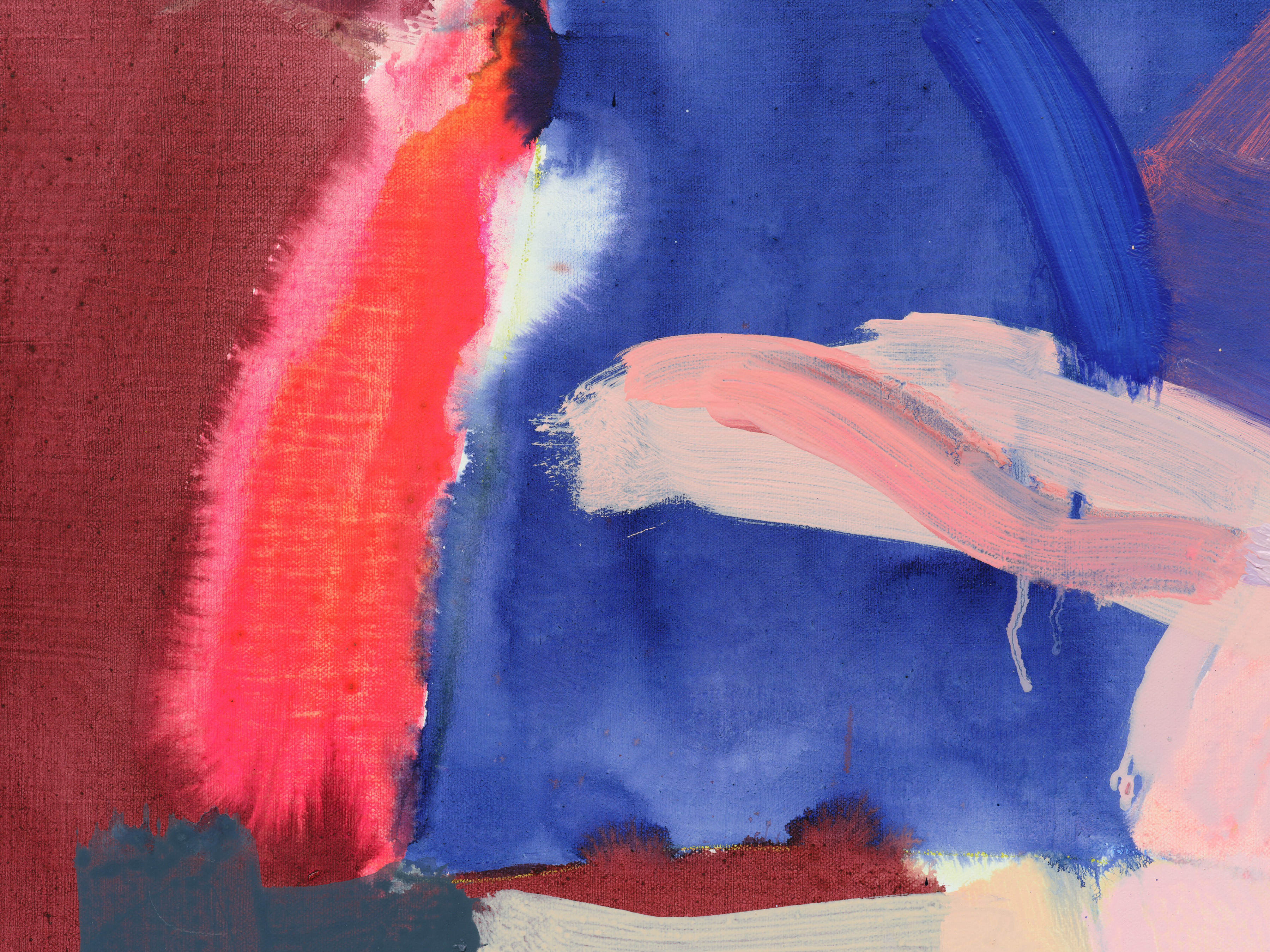 Detail of fuscia, pink and blue swatches in Sarah Awad's "Blind by Nature"