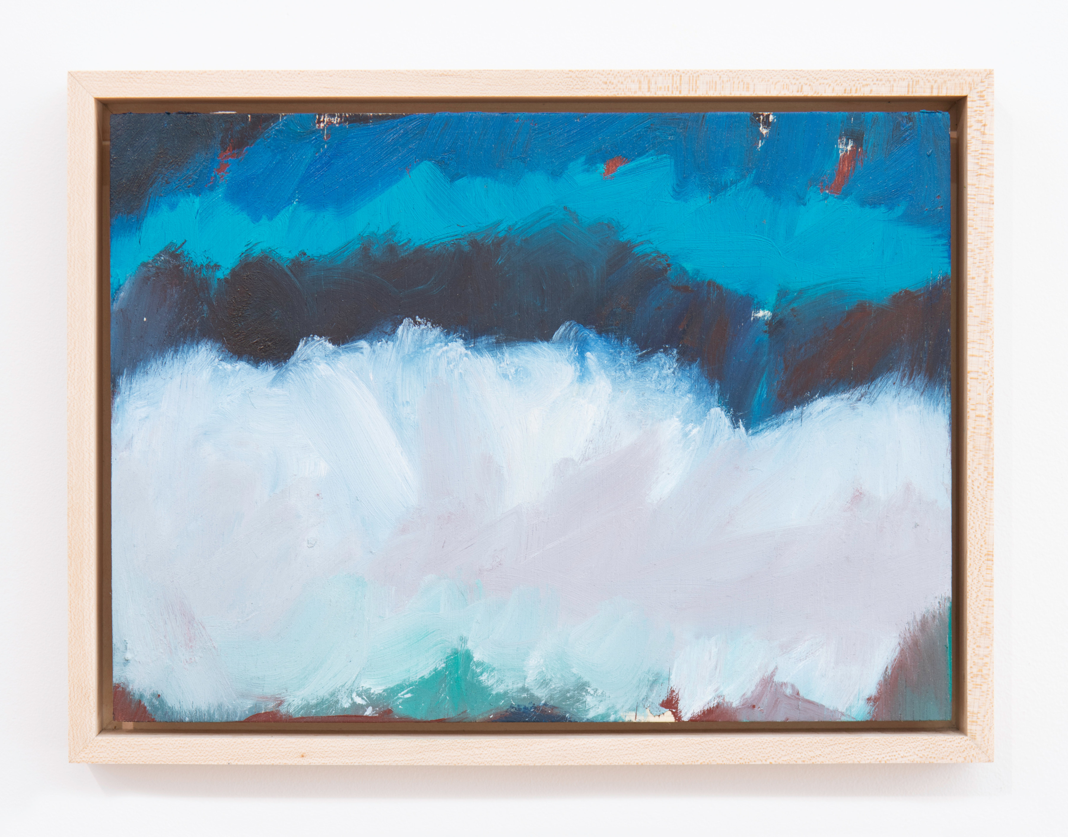 An abstract painting of varying hues of blue that seem to recede into the background.