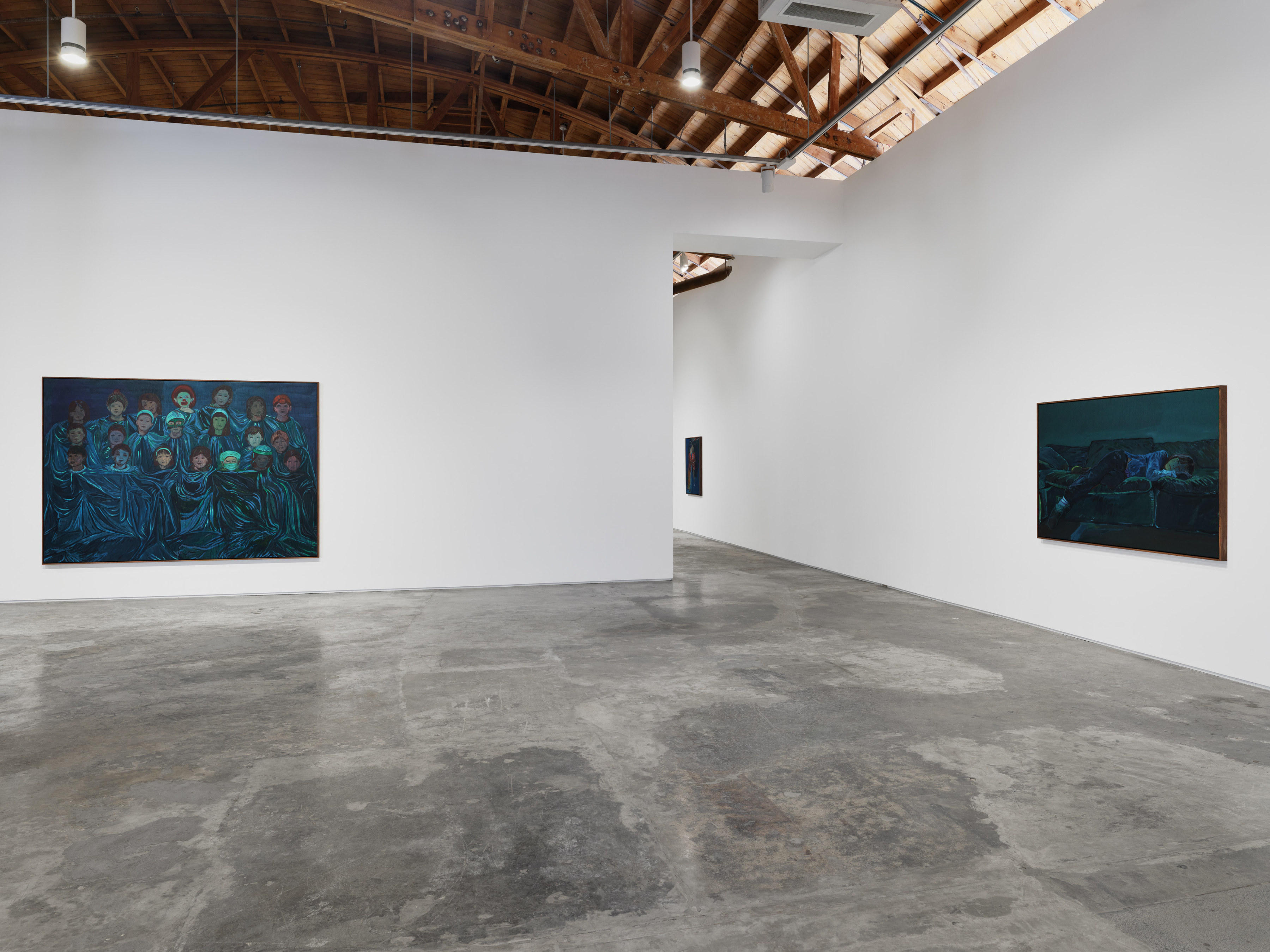 Installation view of Claire Tabouret's "Moonlight Shadow" at Night Gallery