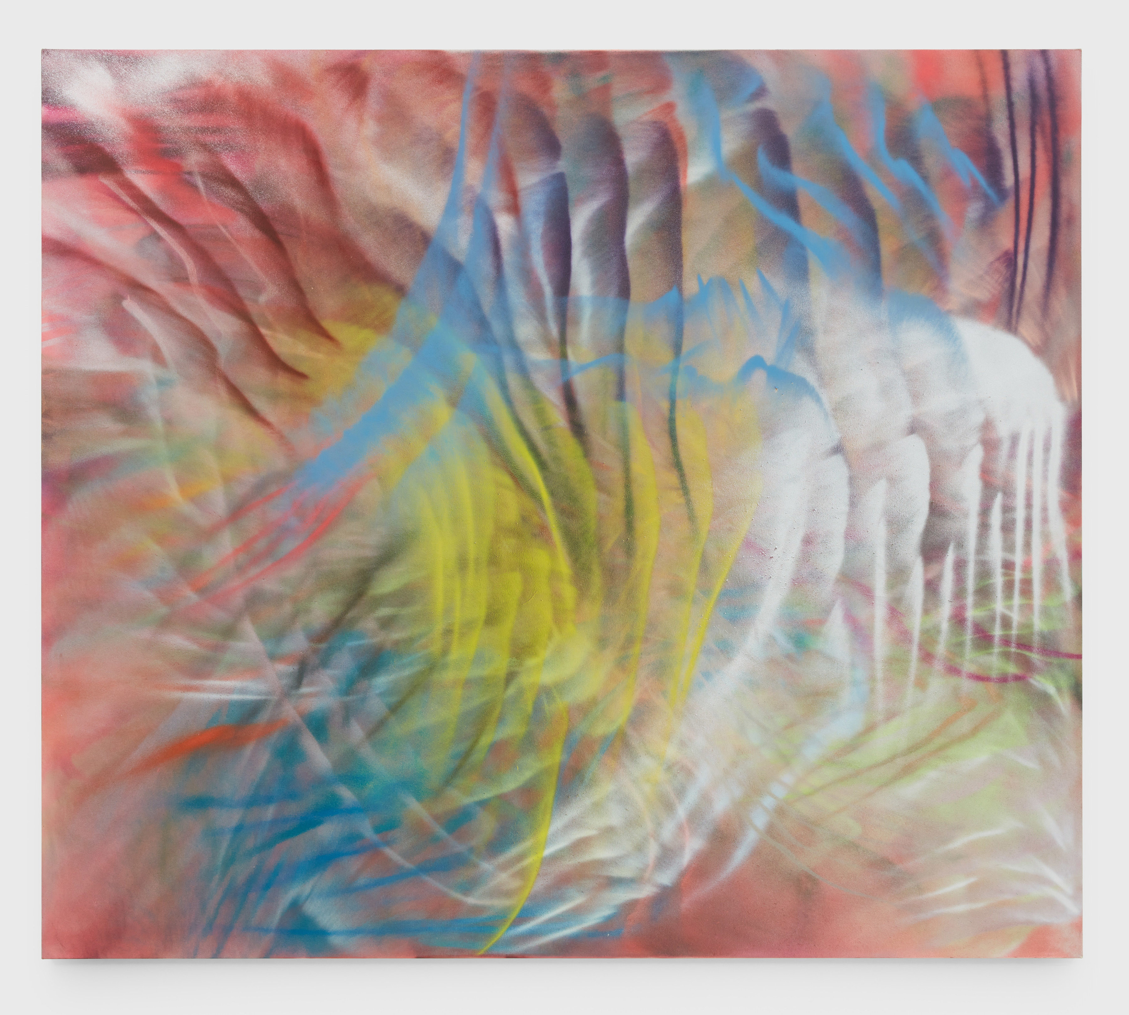 Andrea Marie&amp;nbsp;Breiling, Crossing for a Golden Blanket, 2021,&amp;nbsp;aerosol spray on canvas,&amp;nbsp;83 x 96 in (210.8 x 243.8 cm)