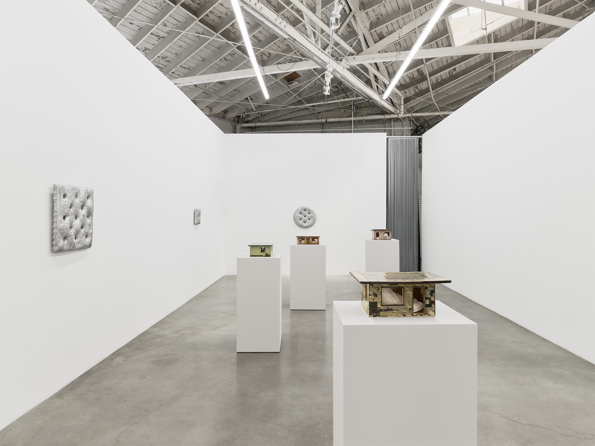 Installation view of Ry Rocklen's exhibition "Sand Box Living" at Night Gallery