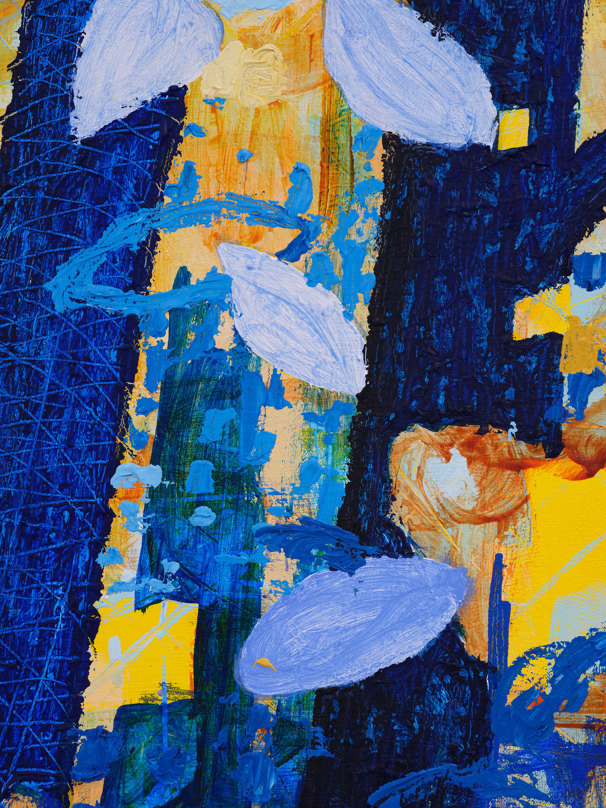 detail of Ross Caliendo's painting titled Pthalo Zone made in 2025