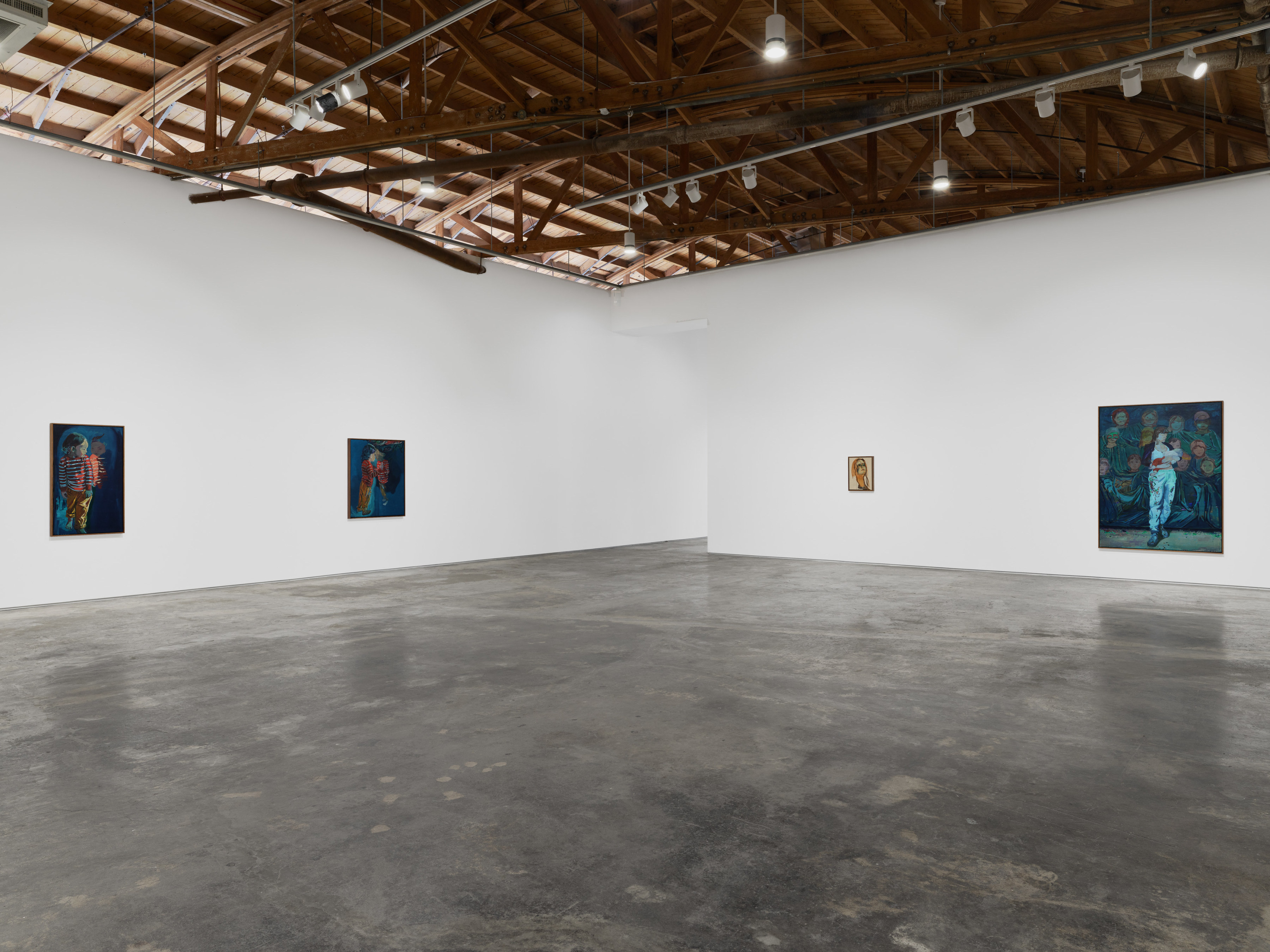 Installation view of Claire Tabouret's "Moonlight Shadow" at Night Gallery