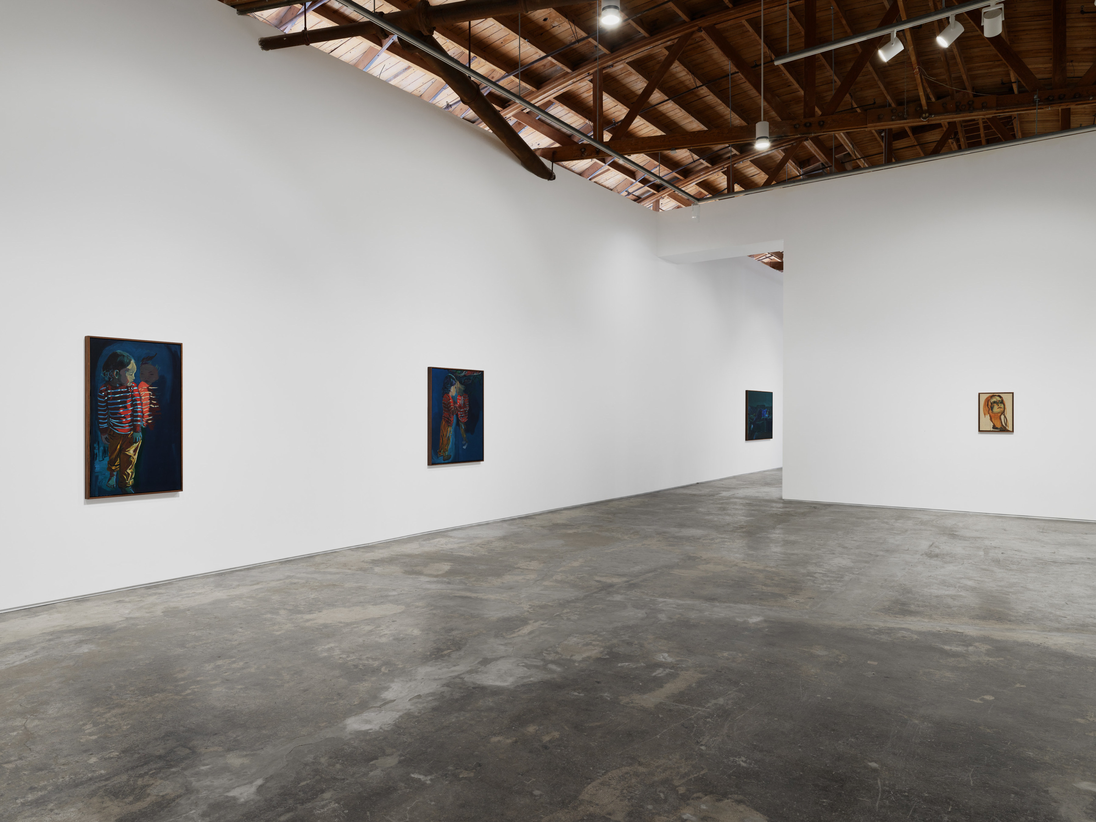 Installation view of Claire Tabouret's "Moonlight Shadow" at Night Gallery