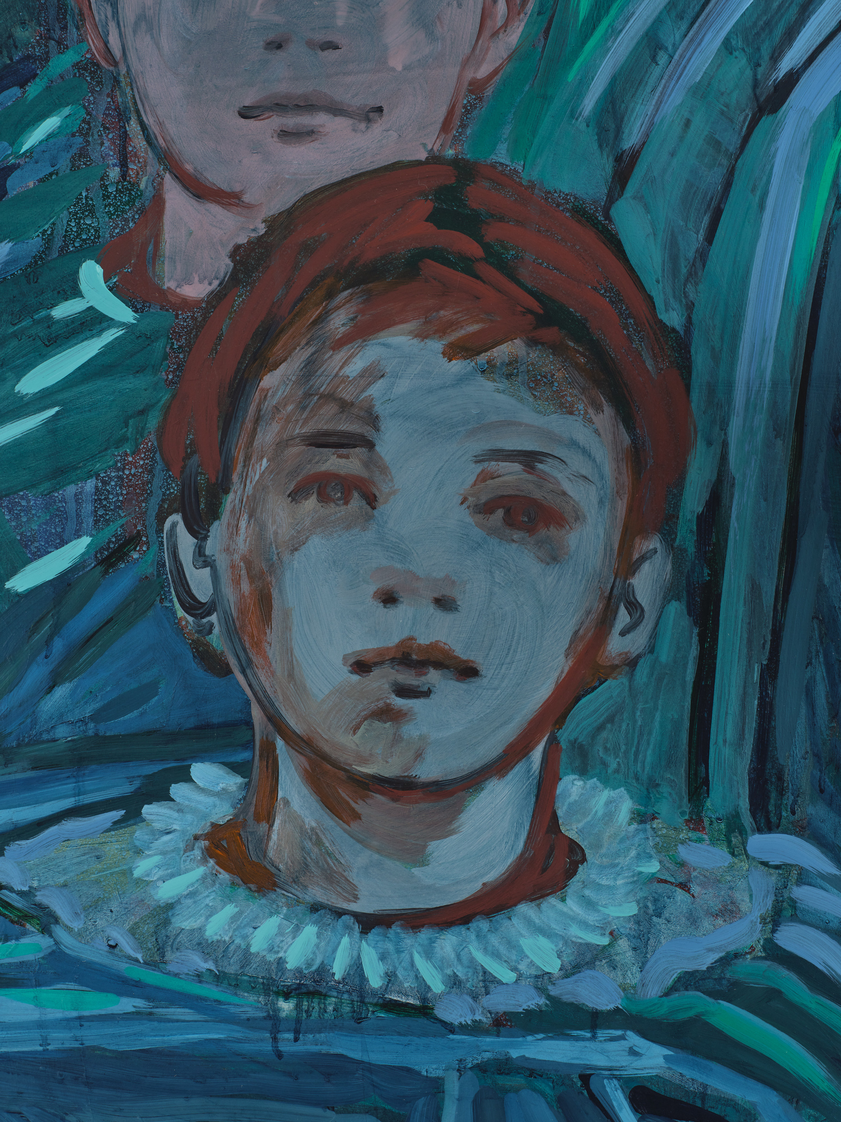 Detail of a child with a frilled collar in "Moonlight Shadow"