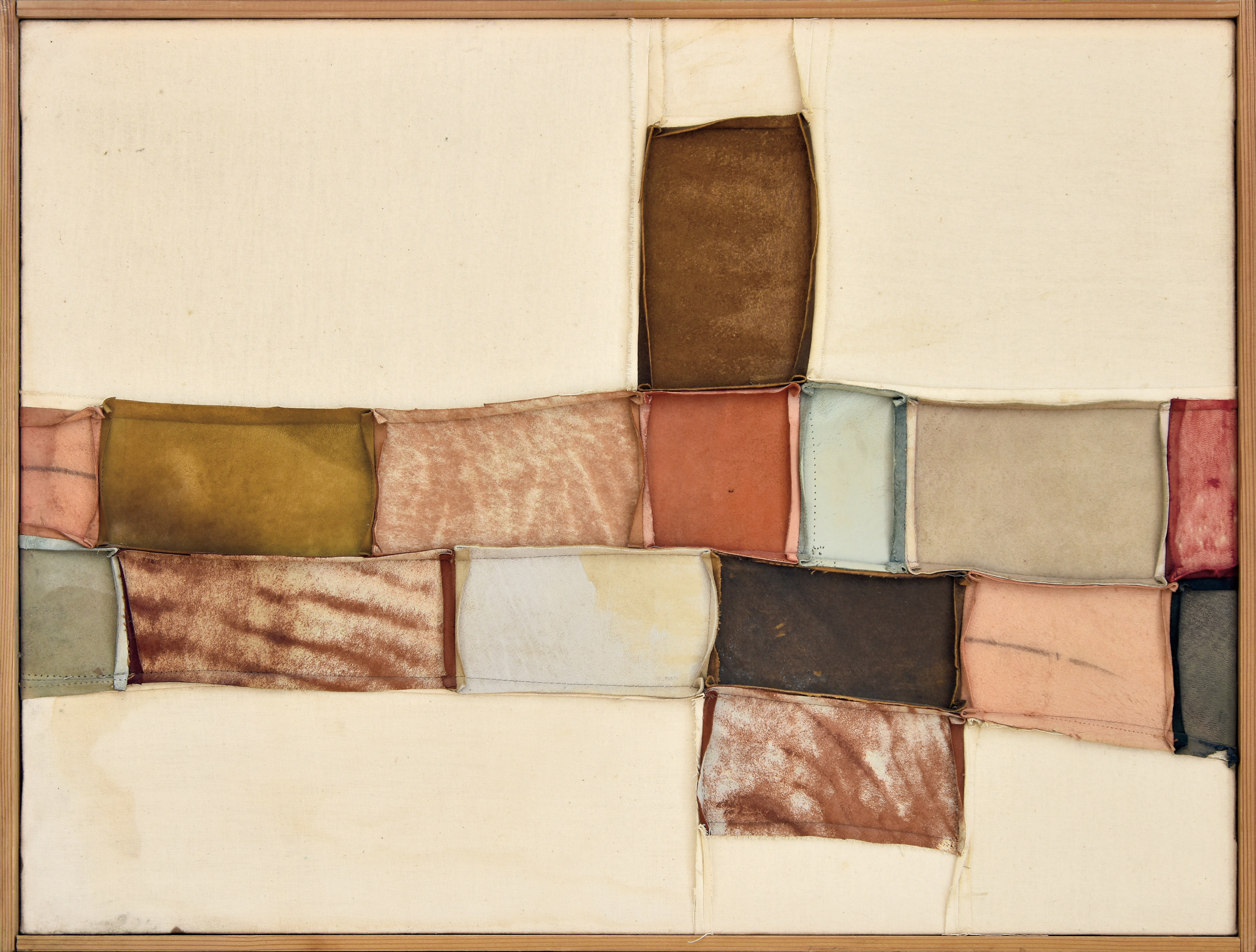 Nuvolo (Giorgio Ascani). Untitled. 1960. Sewn canvas and deerskin, 55 x 72 cm (21⅝ x 28⅜ in)