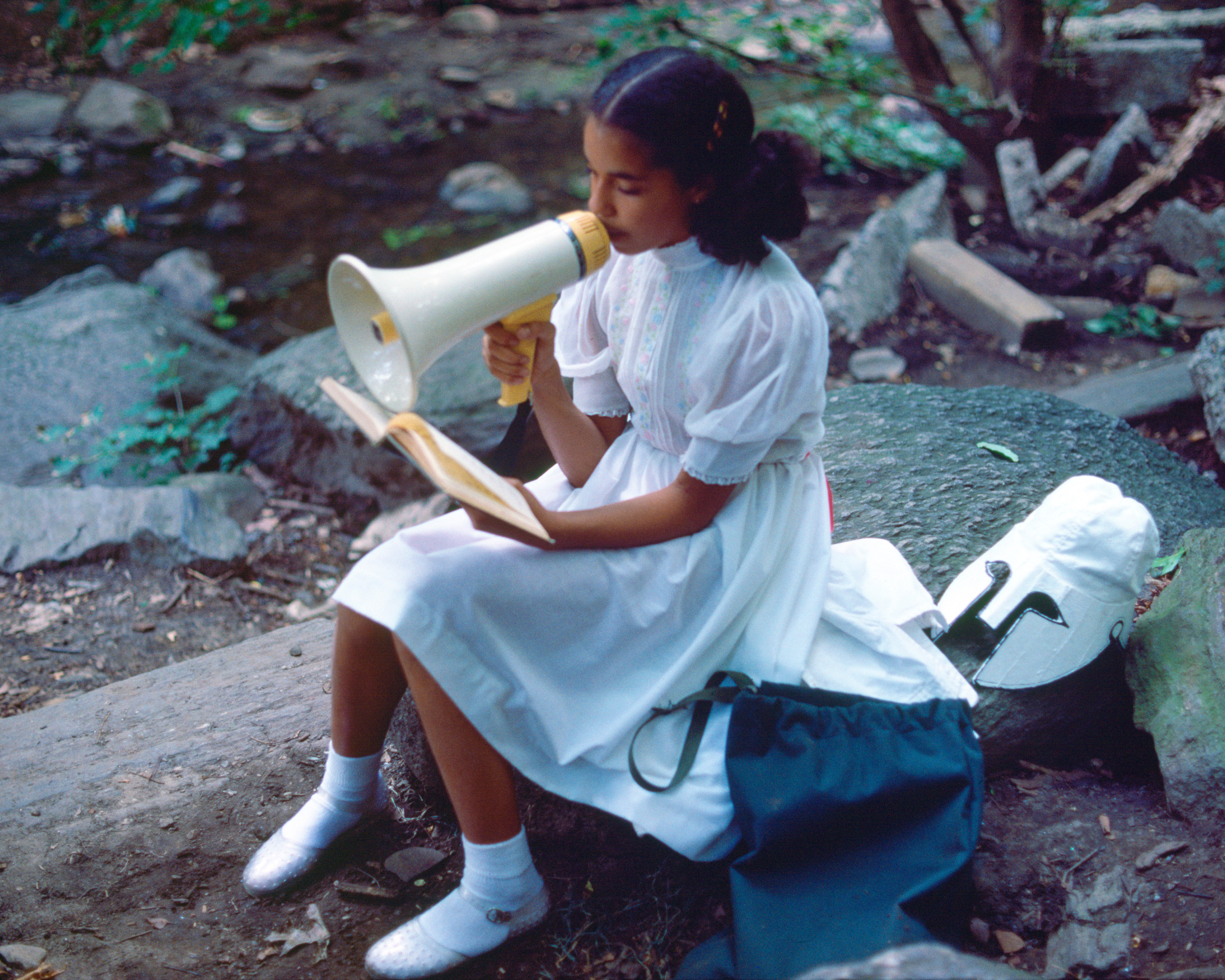 Lorraine O&#039;Grady, Rivers, First Draft: A Little Girl with Pink Sash memorizes her Latin lesson, 1982/2015