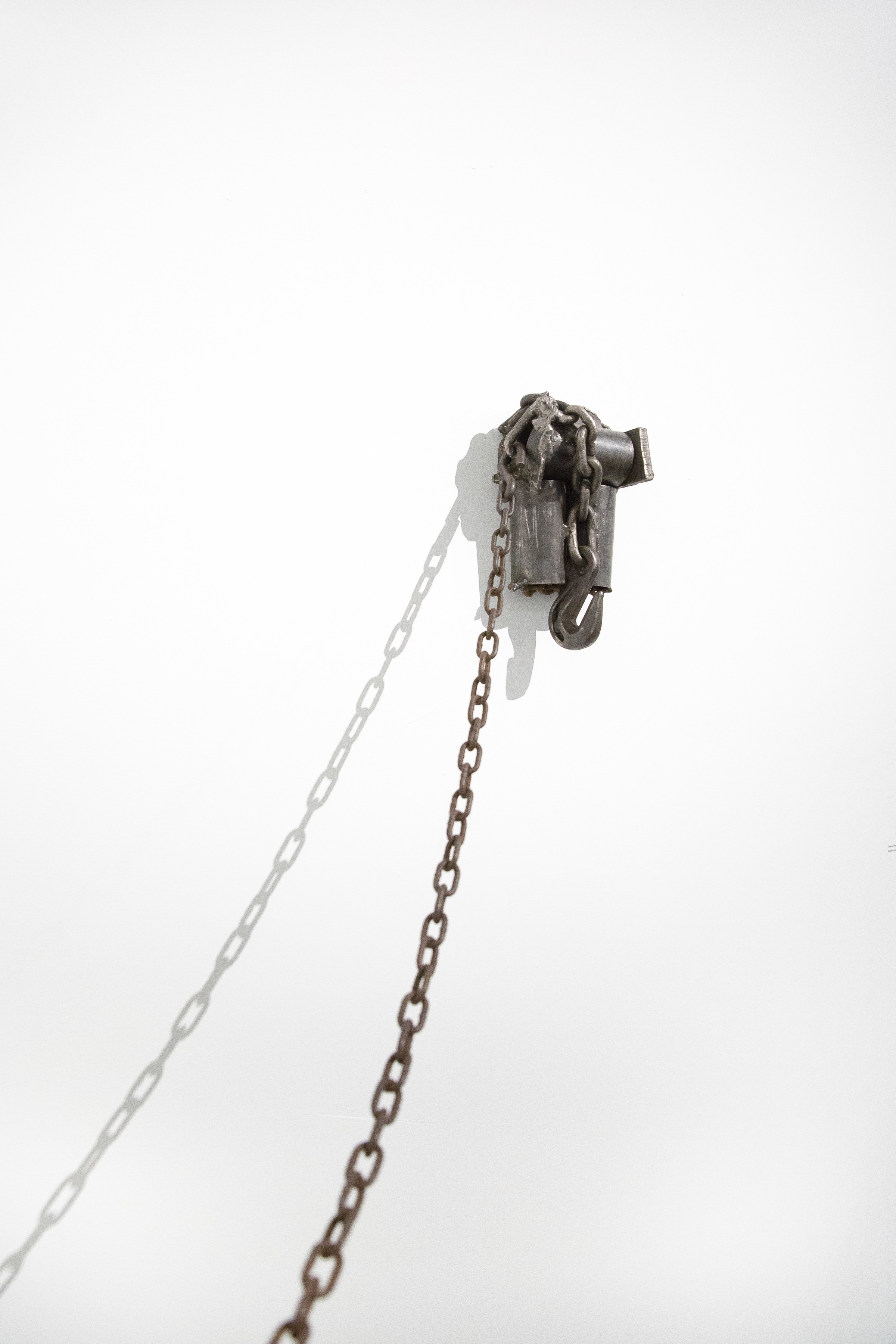 Two is One, detail, 2016, welded steel and chain, dimensions variable