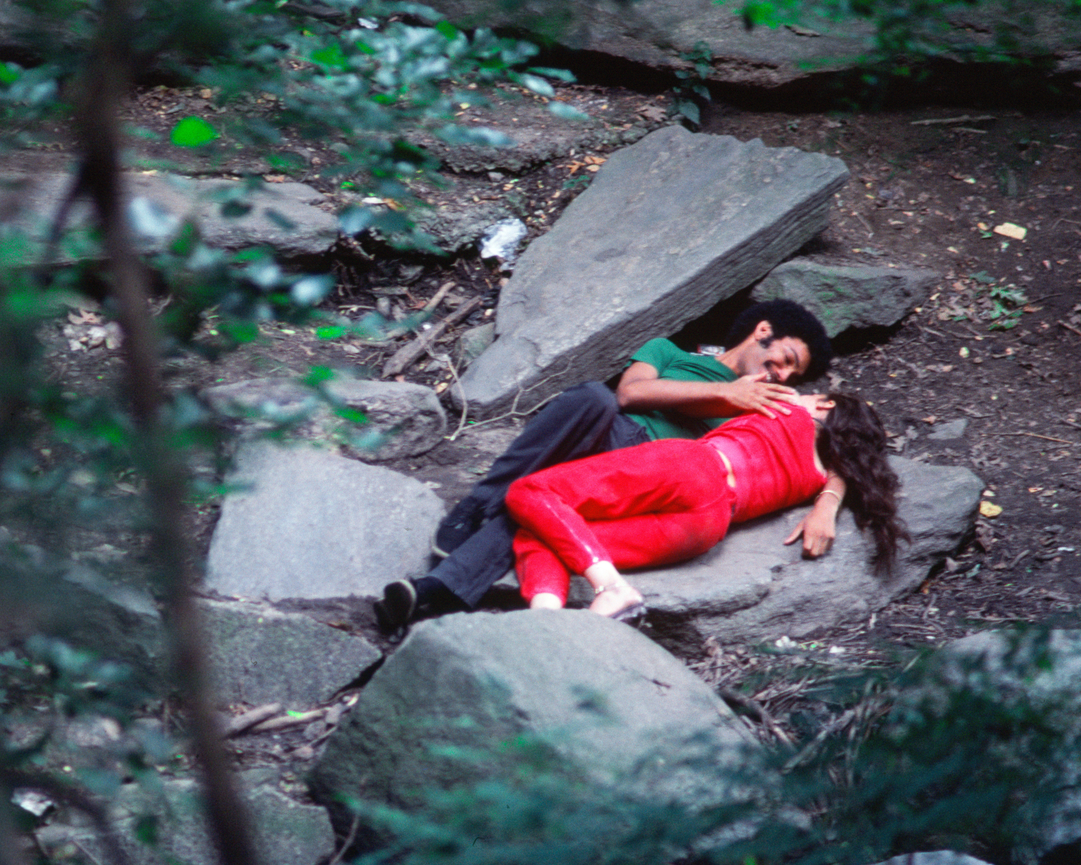 Rivers, First Draft: The Young Man in Green makes love to the Teenager in Magenta, 1982/2015, Digital C-print from Kodachrome 35mm slides in 48 parts, 16h x 20w in (40.64h x 50.80w cm)