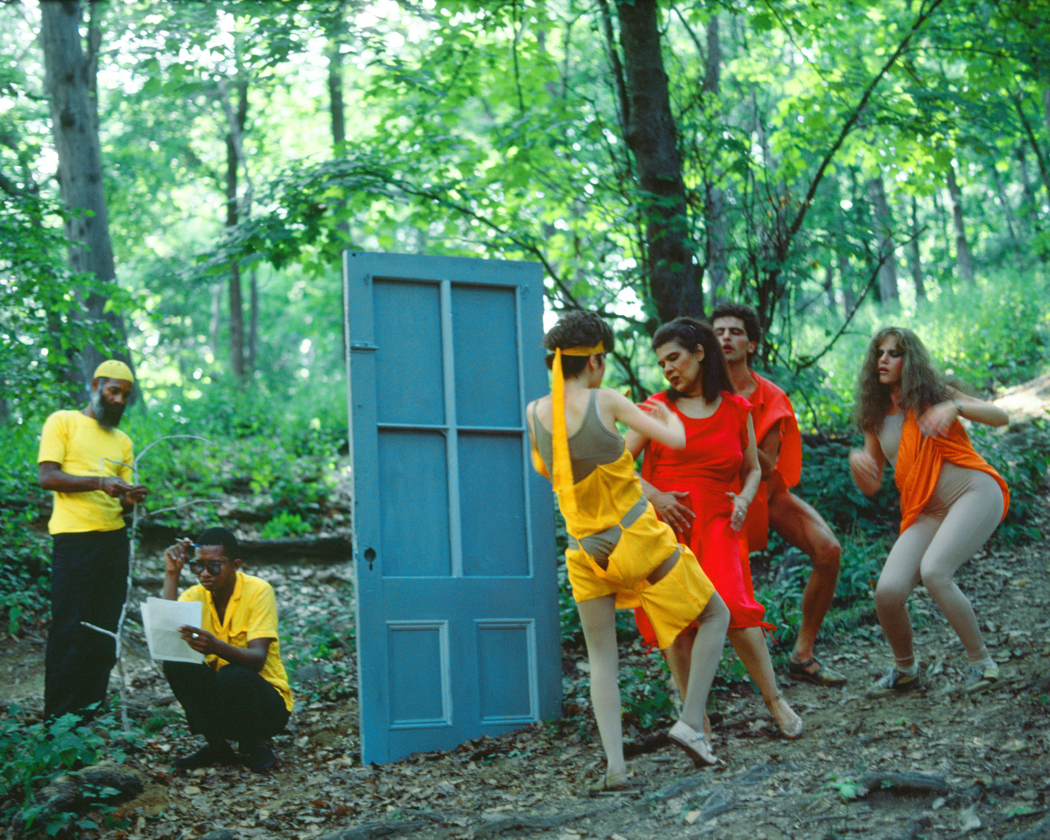 Rivers, First Draft: The Debauchees intersect the Woman in Red, and the rape begins, 1982/2015, Digital C-print from Kodachrome 35mm slides in 48 parts, 16h x 20w in (40.64h x 50.80w cm)