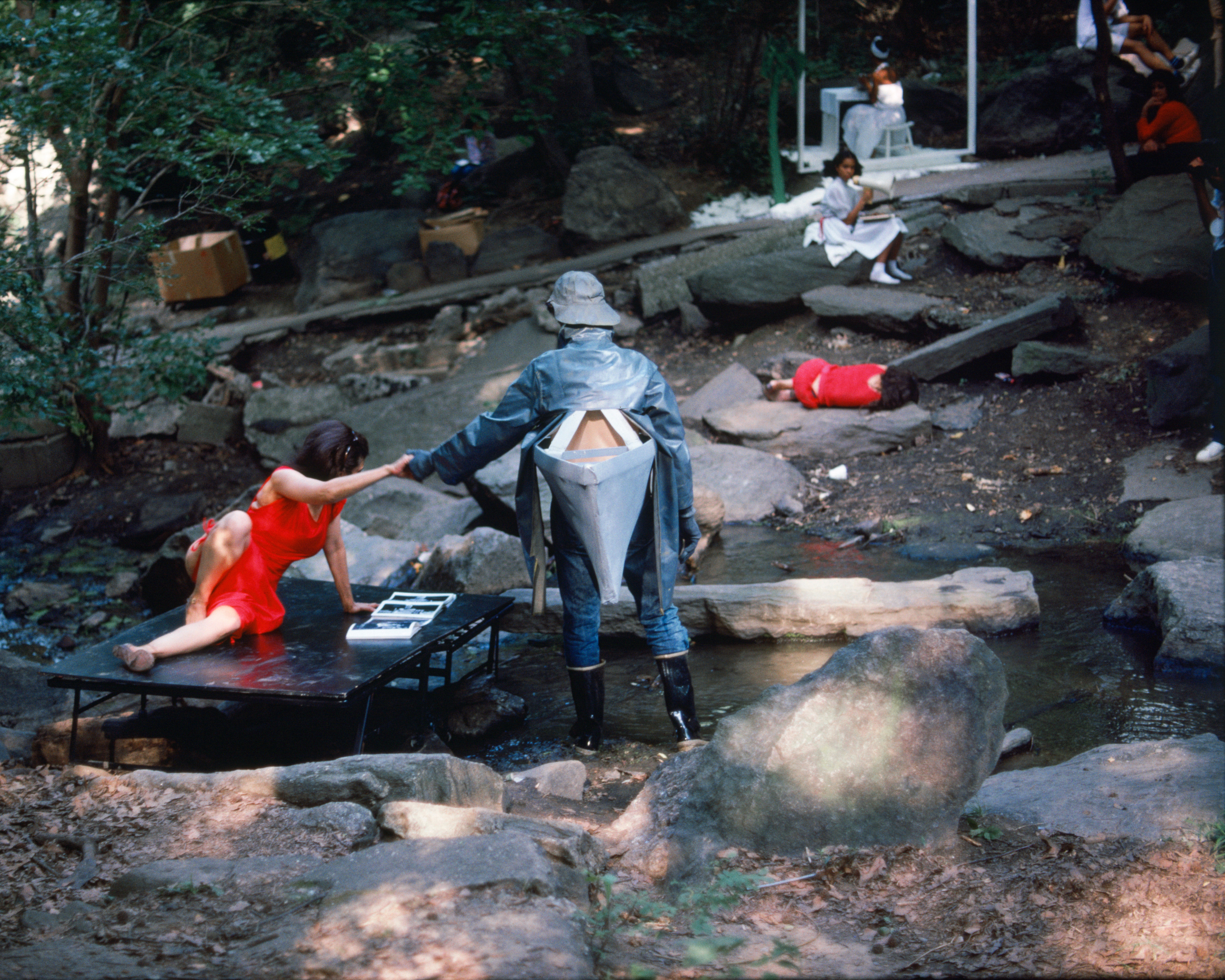 Rivers, First Draft: She is absorbed, but the Memorial insists, 1982/2015, Digital C-print from Kodachrome 35mm slides in 48 parts, 16h x 20w in (40.64h x 50.80w cm)