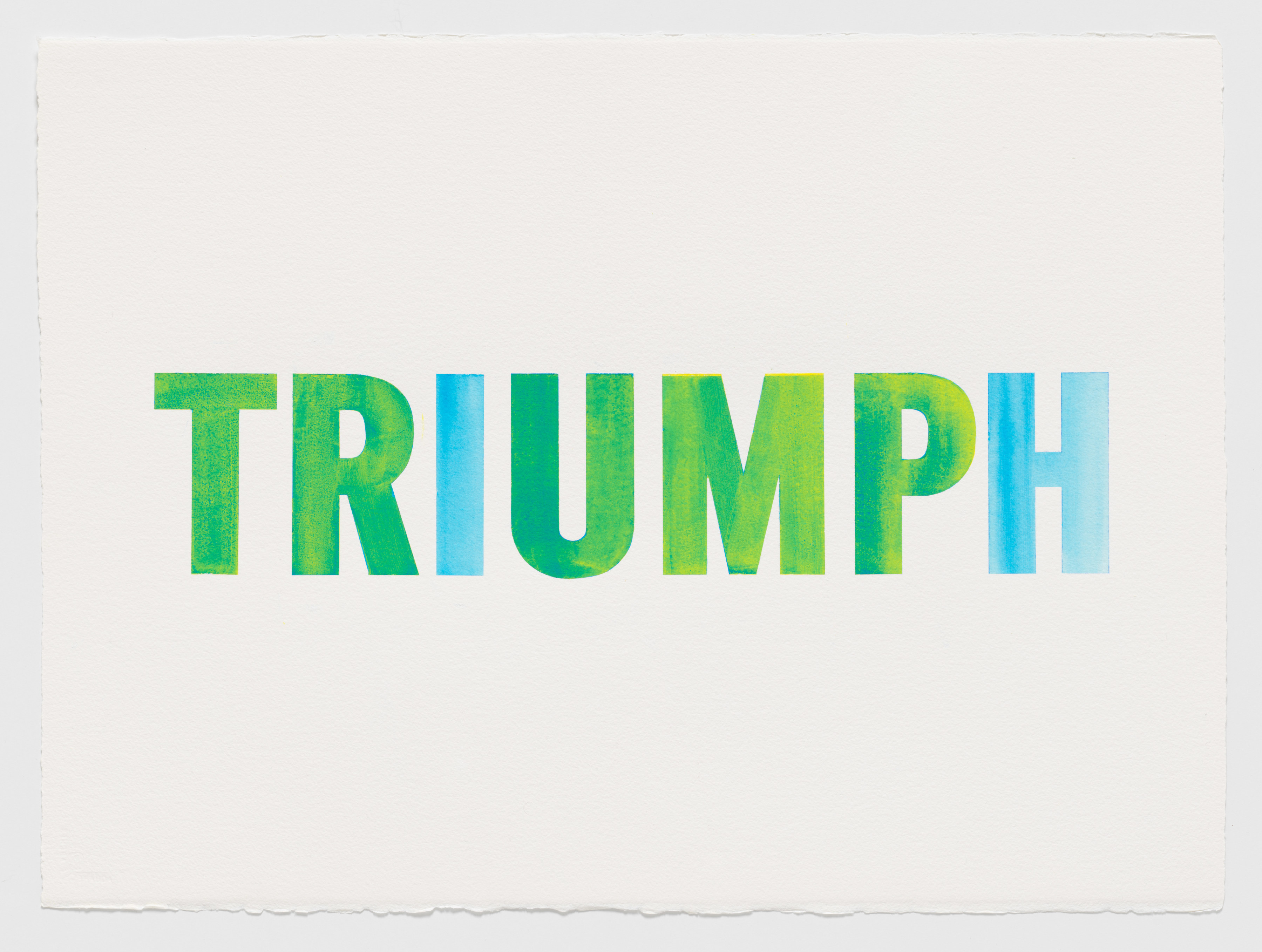 Triumph Over Trump (Blue Over Yellow), 2017, Acryla gouache on watercolor paper