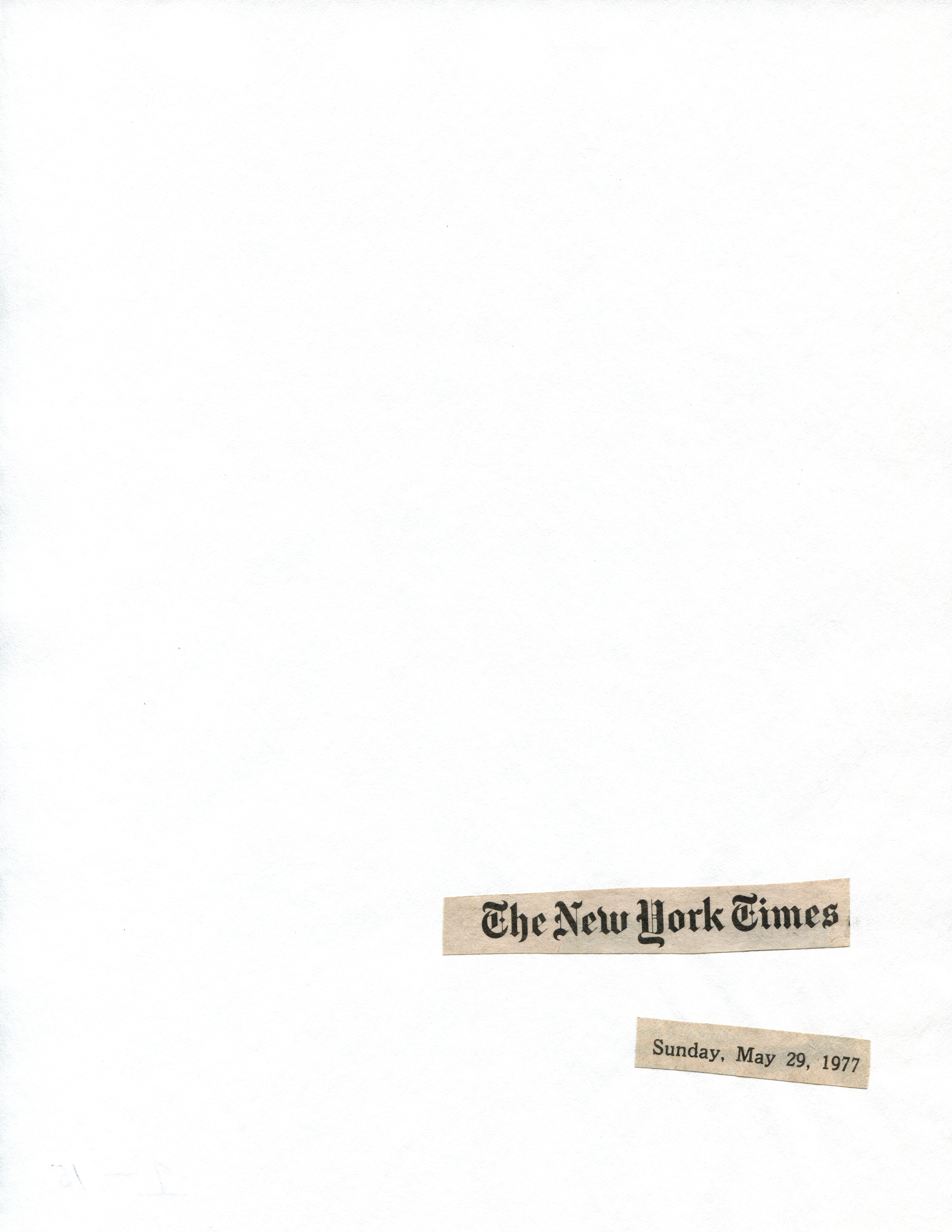 Cutting Out The New York Times, Coins of the &#039;Rebellion,&#039;&nbsp;1977, Toner ink on adhesive paper, part 1 of 15,&nbsp;11.02h x 7.87w in (27.99h x 19.99w cm)
