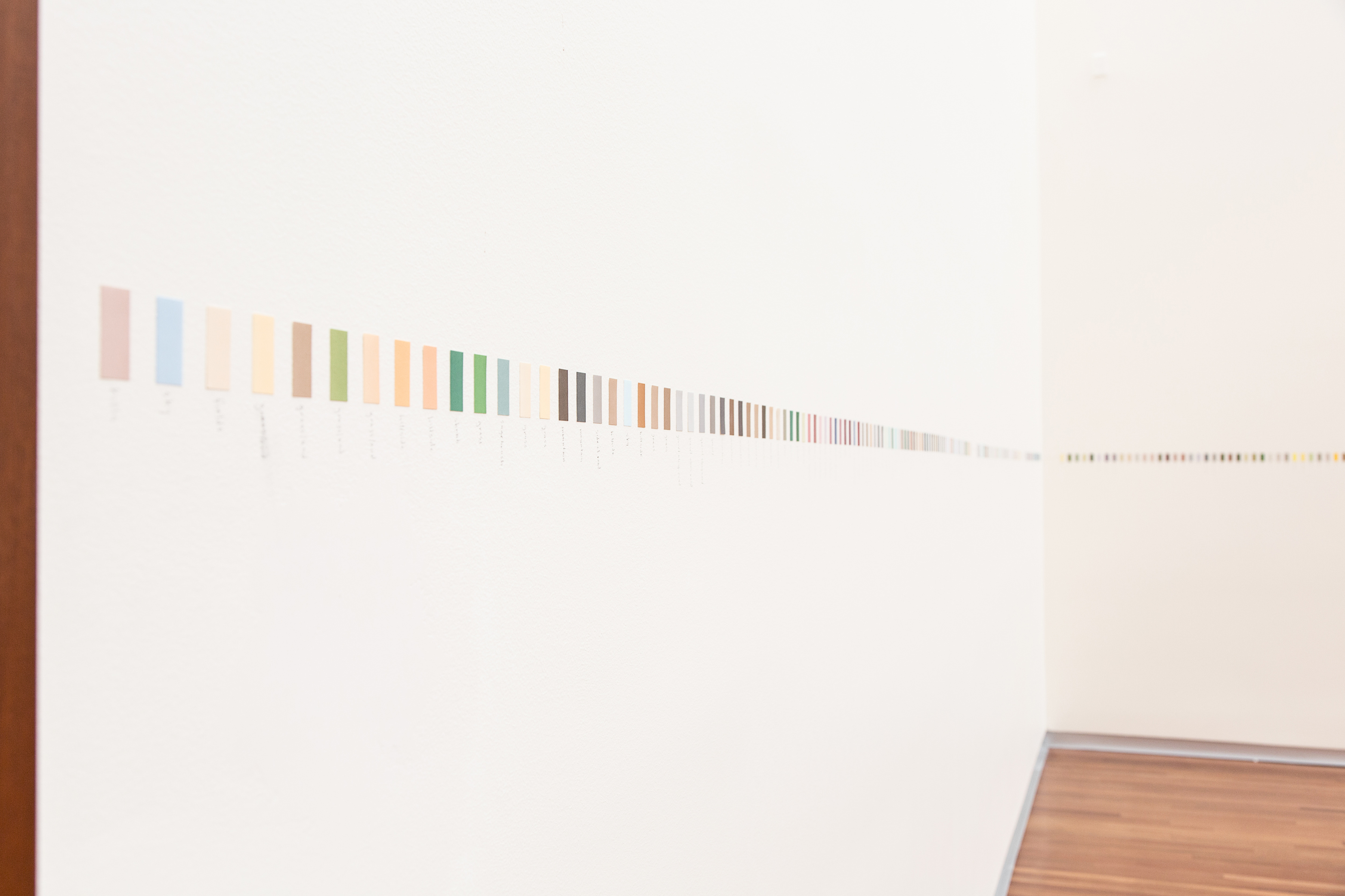Installation View: Spencer Finch, Great Salt Lake and Vicinity, 1.132 ready-made Pantone chips Pencil