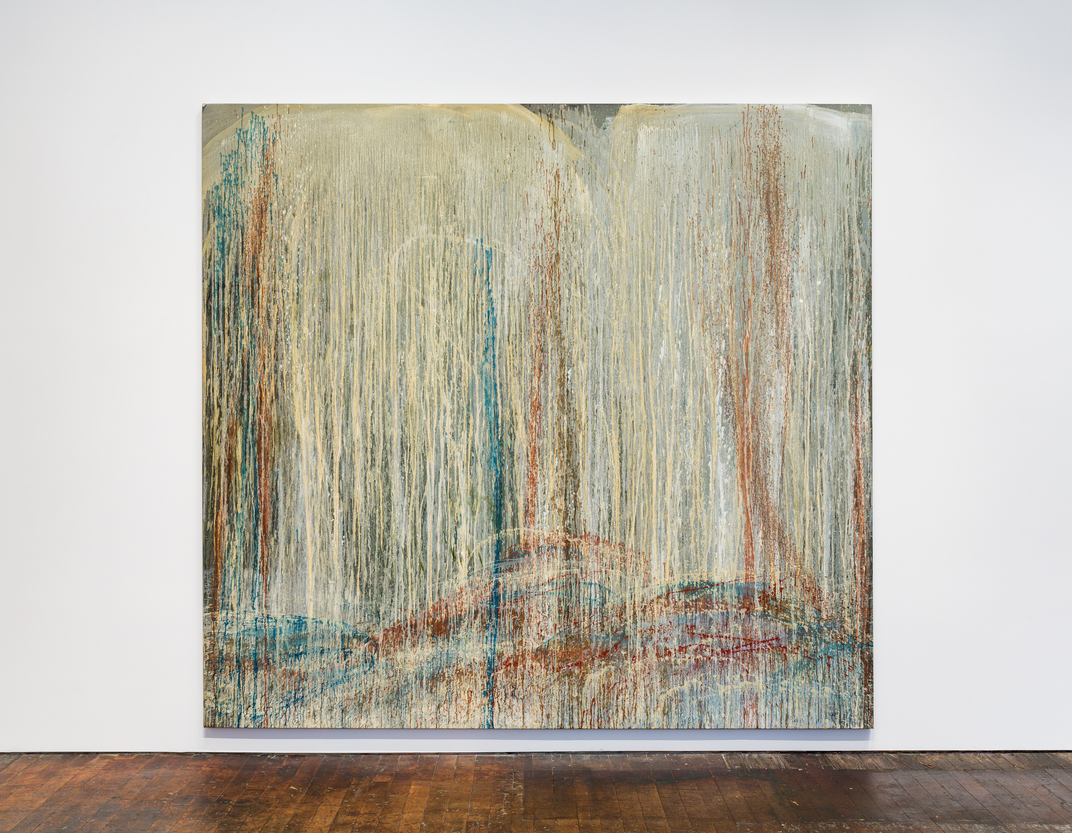 Pat Steir Red, Blue and Silver Waterfall