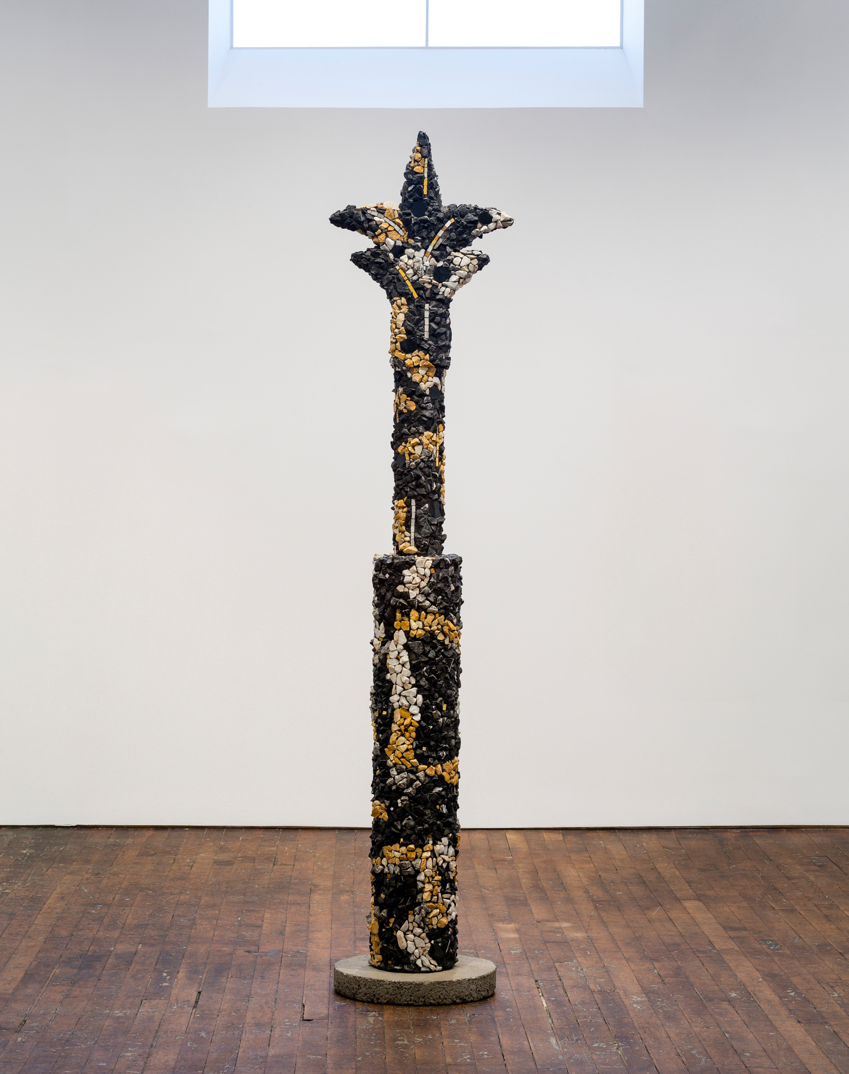 Ned Smyth Black Mosaic Column on Pedestal