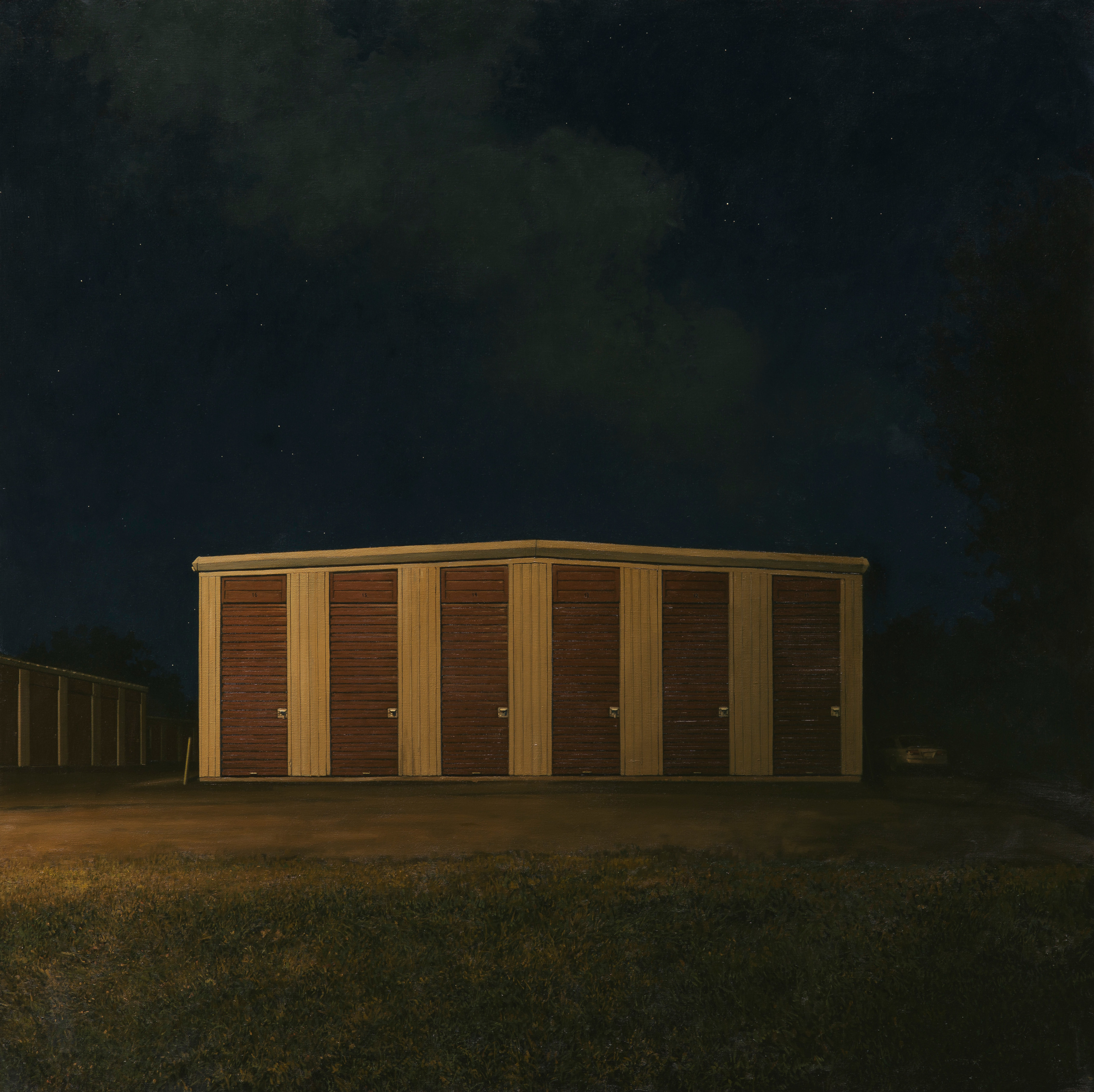 linden frederick, Self-Storage, 2014, oil on linen, 65 x 65 inches