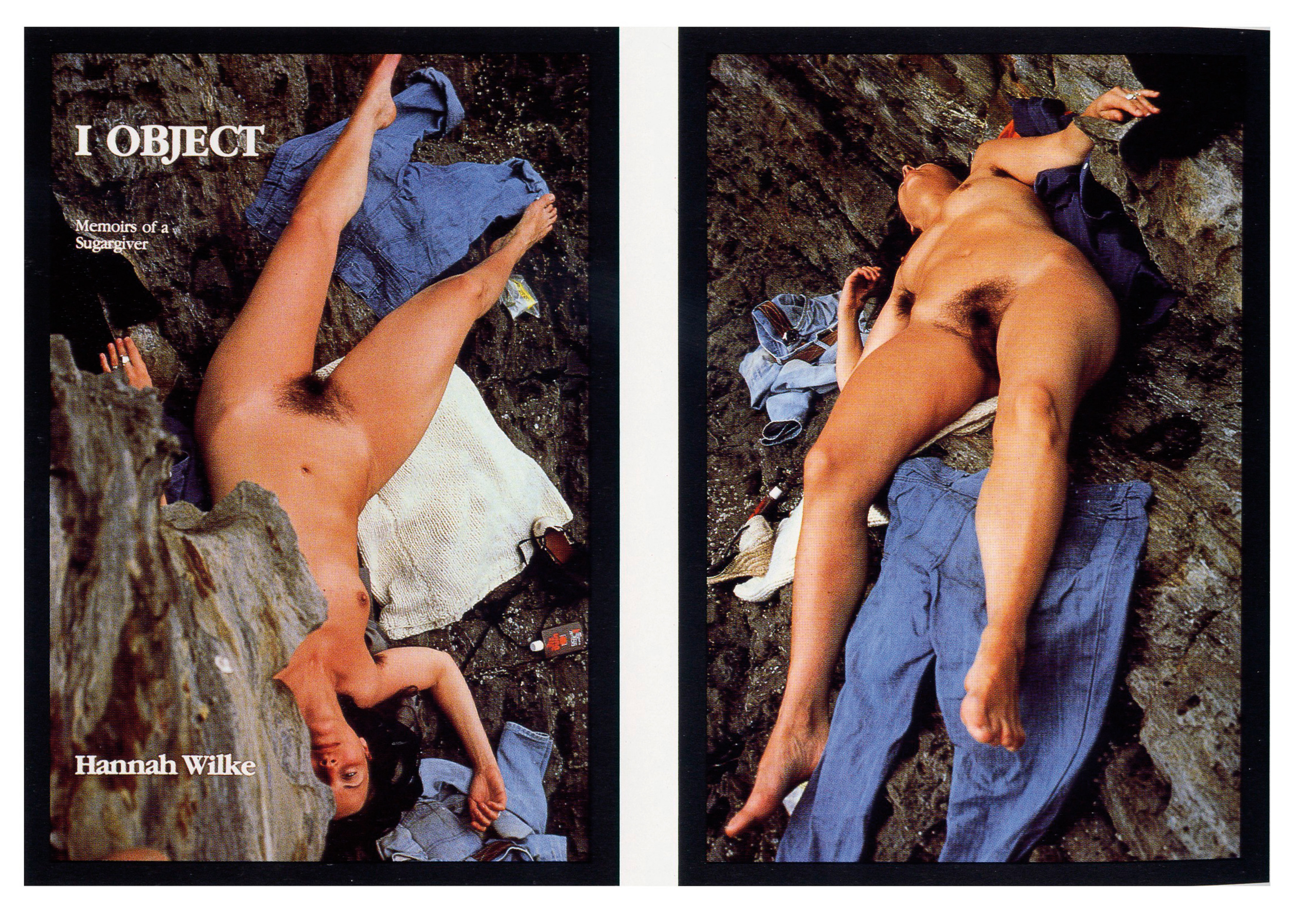 Hannah Wilke
I Object: Memoirs of a Sugargiver, 1977&amp;ndash;78
Cibachrome diptych
Each photograph: 24 &amp;times; 16 inches (61 &amp;times; 40.6 cm)
Performalist Self-Portraits with Richard Hamilton
Hannah Wilke Collection &amp;amp; Archive, Los Angeles.
Courtesy Alison Jacques, London.