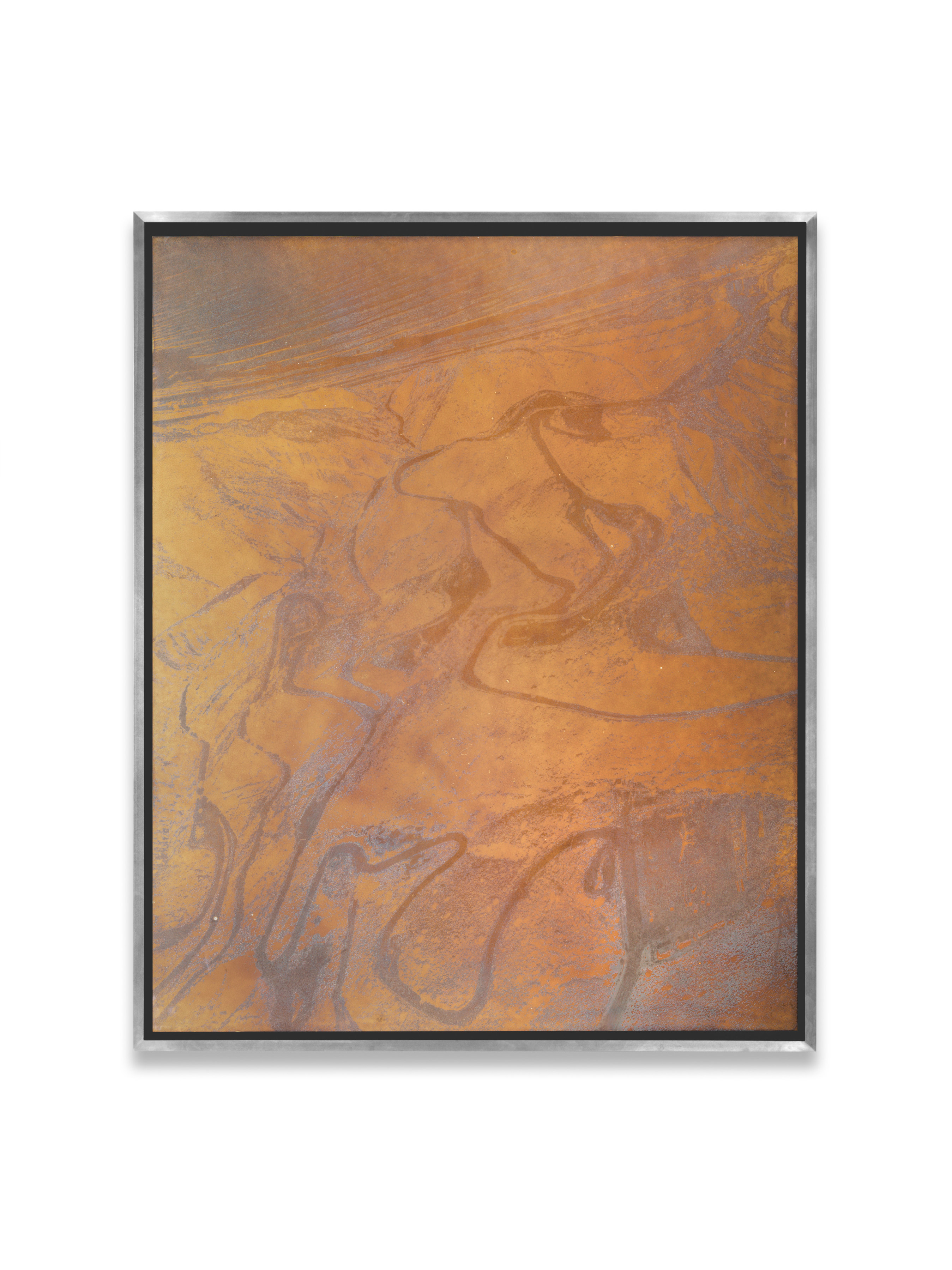 Buried Sunshines Burn | HZK.B4P, 2023, heliograph on high-polished stainless steel plate, stainless steel frame, museum glass (ArtGlass 70)