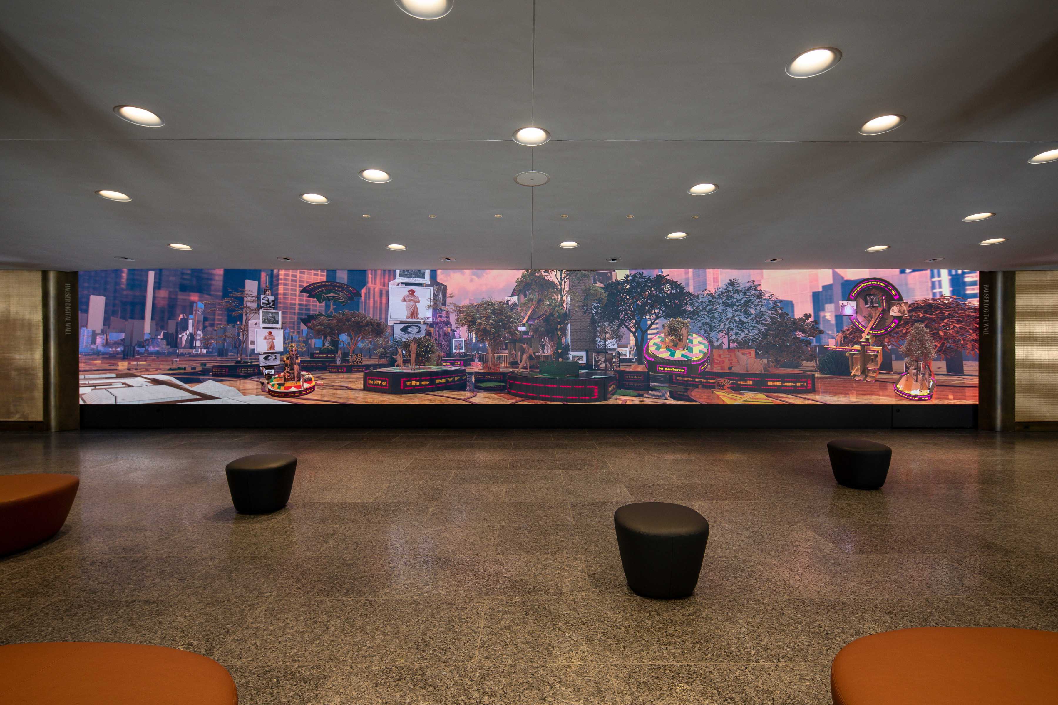 JACOLBY SATTERWHITE Installation view of&nbsp;An Eclectic Dance to the Music of Time&nbsp;at David Geffen Hall, commissioned by Lincoln Center&nbsp;for the Performing&nbsp;Arts in&nbsp;collaboration with The Studio Museum in Harlem and Public Art Fund, New York, 2022
