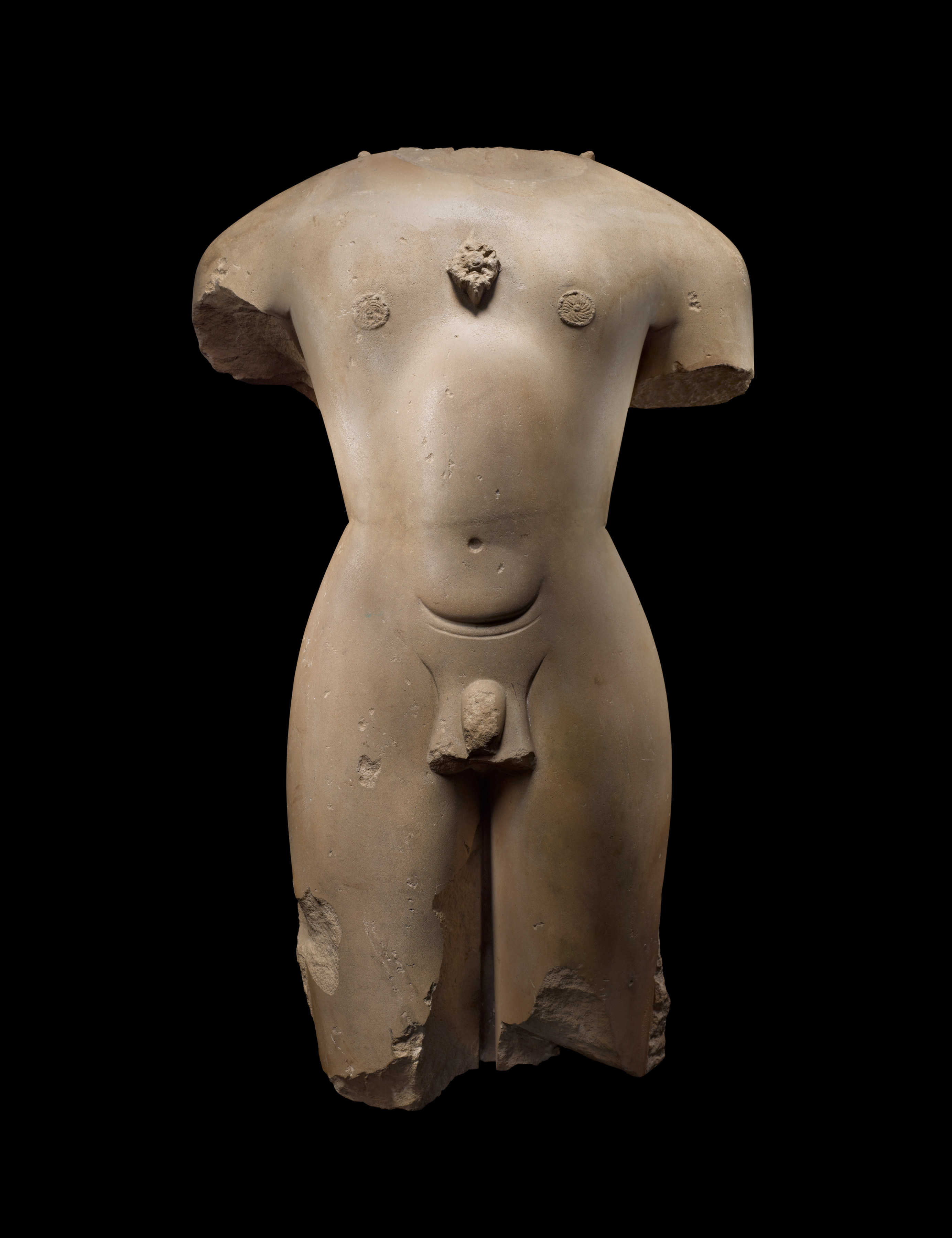 Larger photo of a polished torso of a Jina (which at one time would have been a complete standing tirthankara figure) 