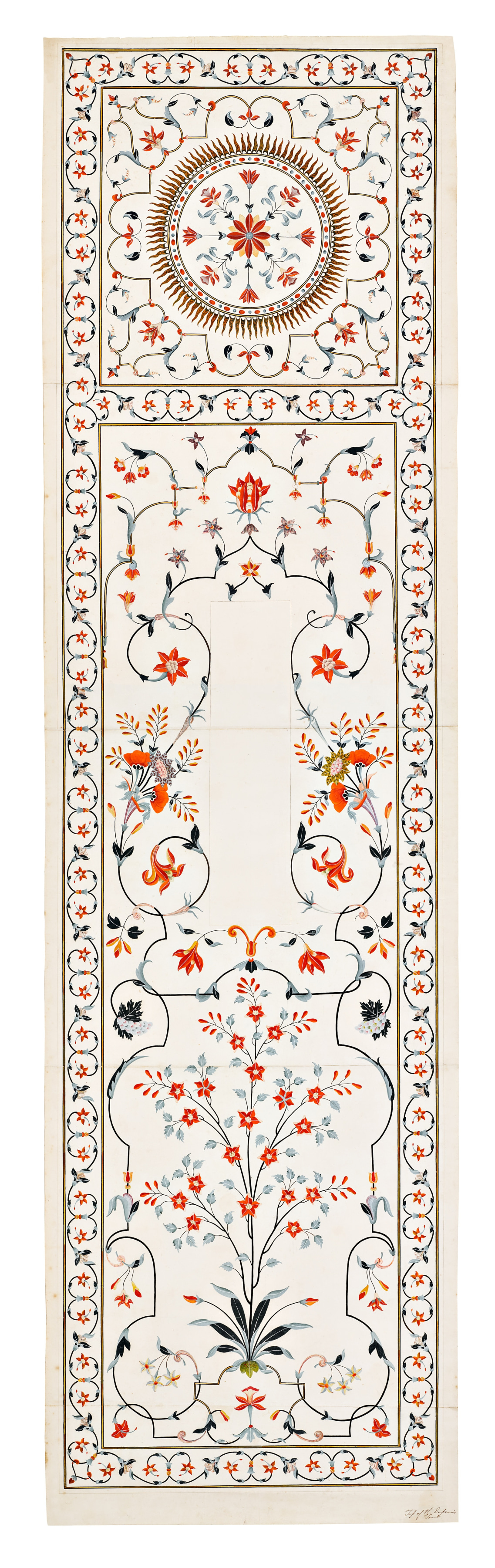 A Pietra Dura Architectural Study of the Top of the Cenotaph of Shah Jahan in the Taj Mahal