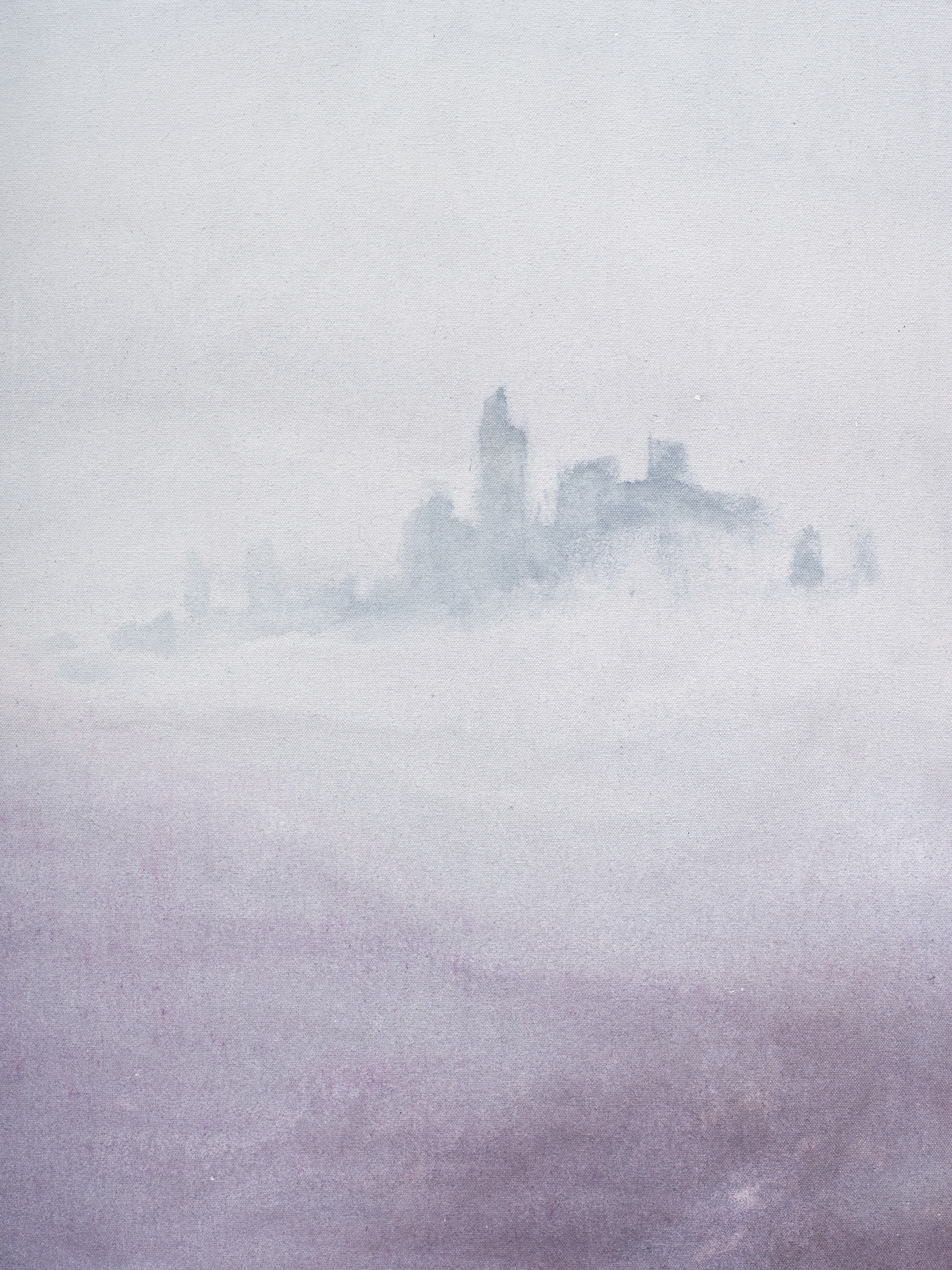 Detail of the distant cityscape in Roni Shneior's "Fata Morgana"