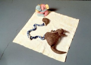 MIKE KELLEY, Arena #2 (Kangeroo), 1990, mixed media on blanket, 40 x 44 inches