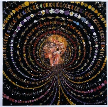 FRED TOMASELLI, Breathing Head, 2002,  Leaves, photocollage, acrylic, gouache, resin on wood panel