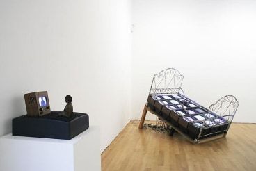 Installation view of two works