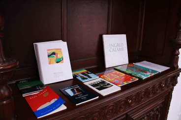 installation view of books for sale