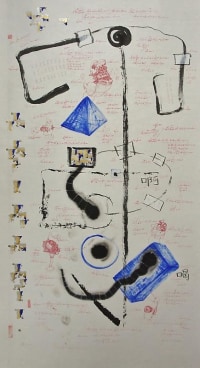 abstract painting with text