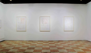 installation view of three drawings