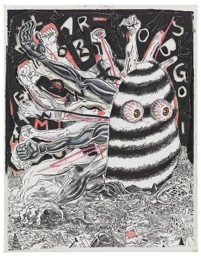 mound creature with blood shot eyes and several arms