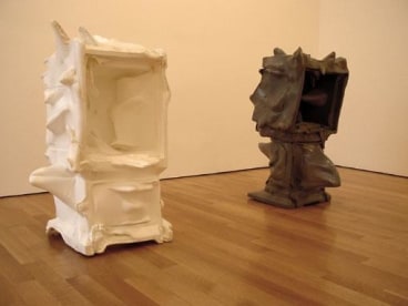 deformed sculptures resembling TV screens