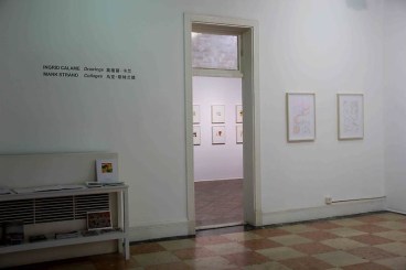 installation view of several works