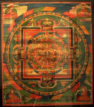 Vajrasattva Mandala Thangka, Tibet, 17th Century, Mineral colors on sized fabric, Sakya Order