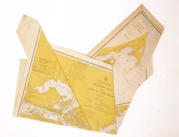 map folded in a random, geometric form