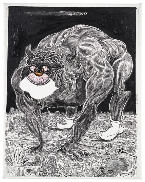 menstruous creature with one eye and glasses