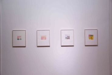 installation view of several artworks